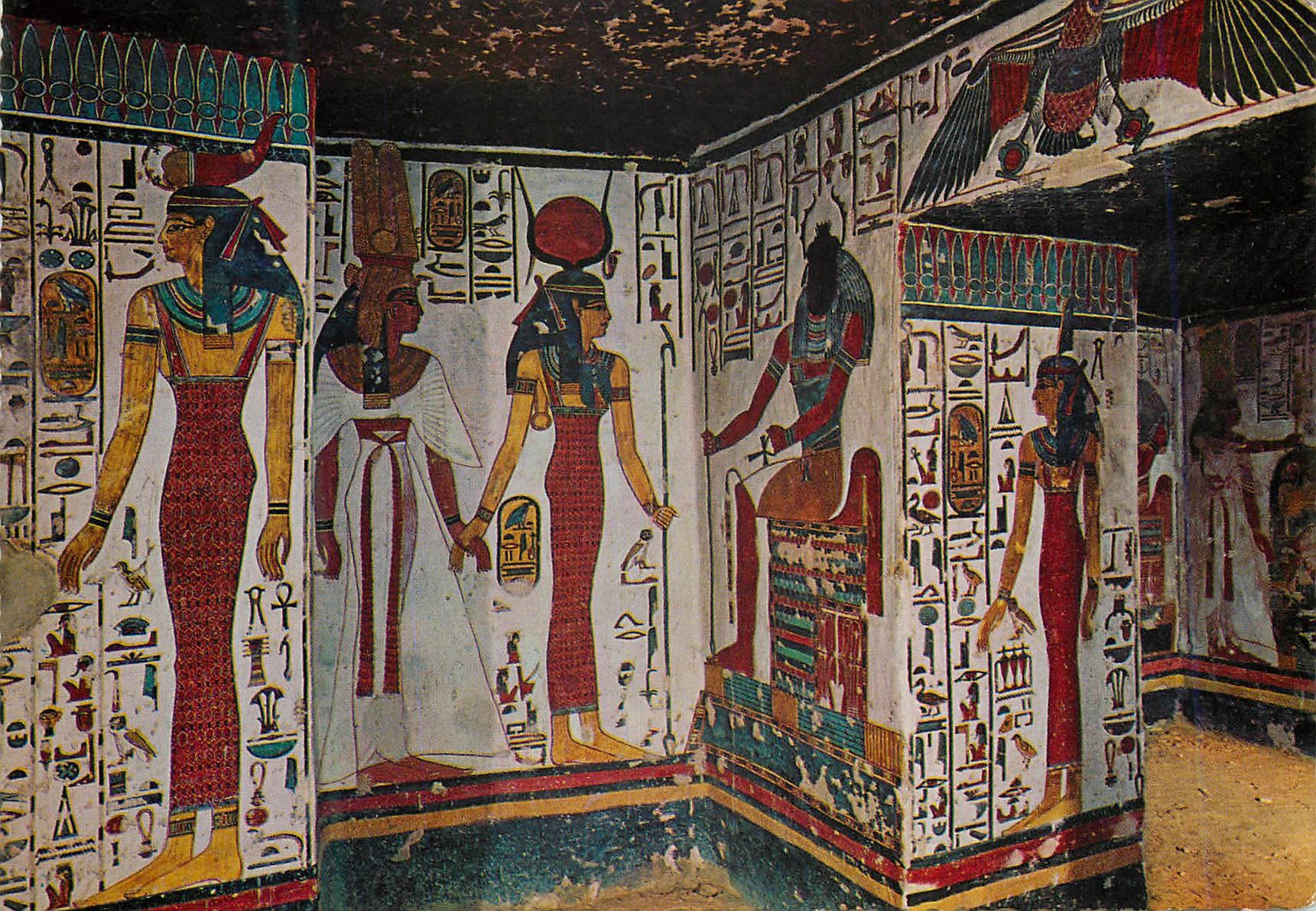 CPM Luxor Queens Valley Painted Relief in the Tomb of Nefertari