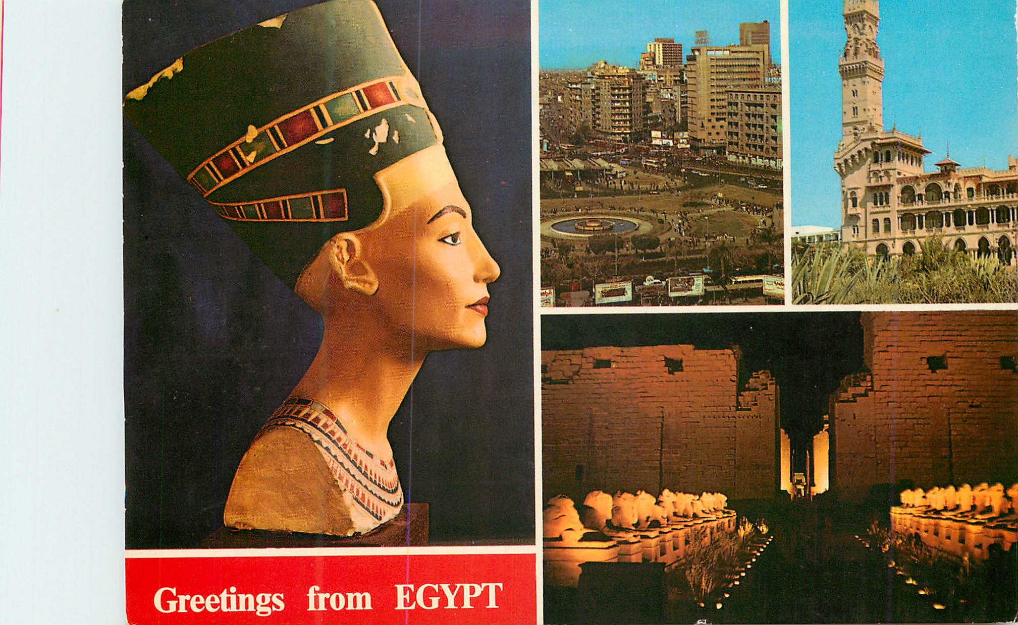 CPM Greetings from Egypt D Egypte ou nous sommes grace a tourorient Painted limestone bust of Queen Nefertiti Cairo El T