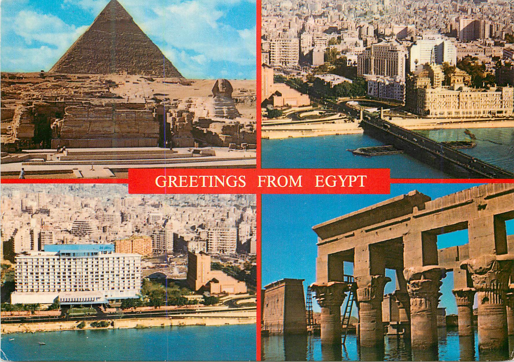 CPM Giza The pyramids of Chefren and the Sphinx General view of Cairo The river Nile and the Nile Hilton Hotel Asswan Th