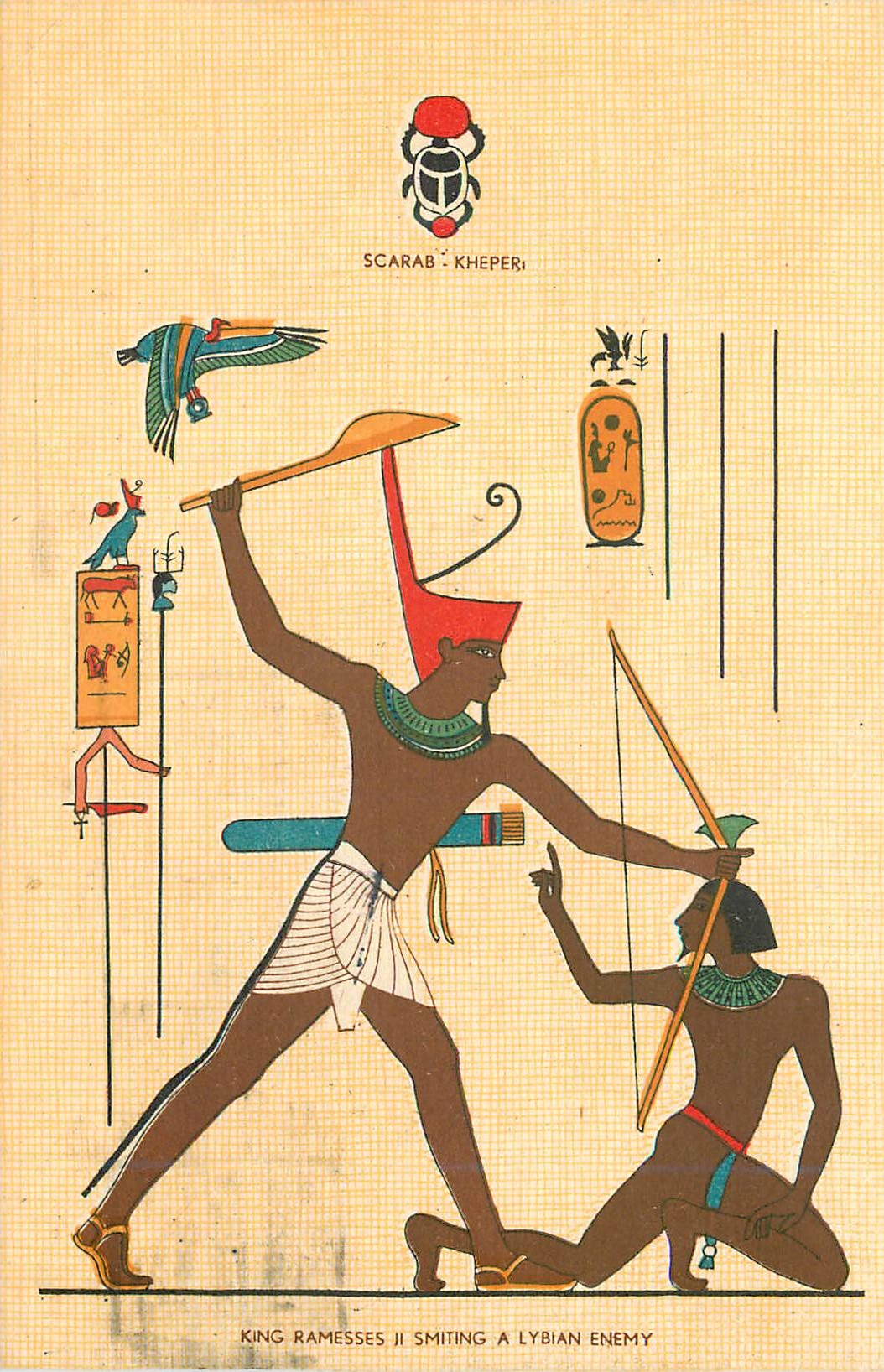 King Ramsesses II smiting a Libyan enemy — série 'Gods and Kings' n°312 — Eastern Publishing Company, Égypte