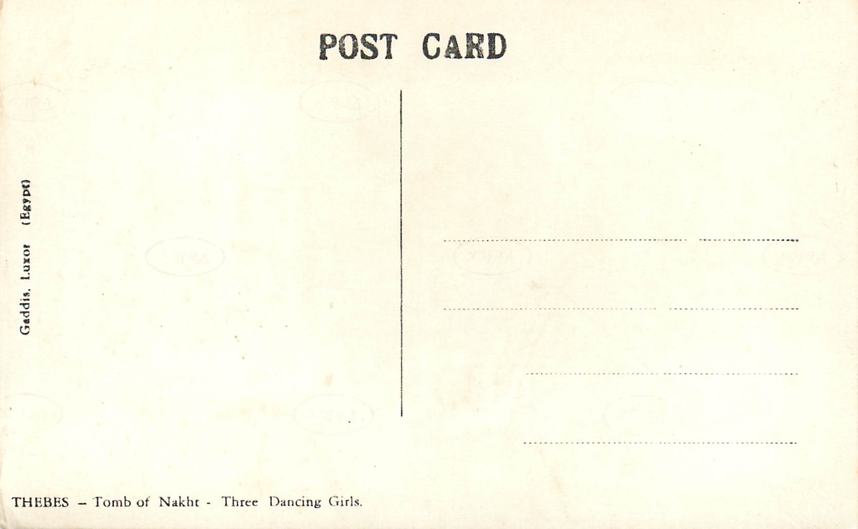 Thèbes - Tombe de Nakht - Trois Filles Danseuses — Gaddis, Luxor (Égypte) — Verso
