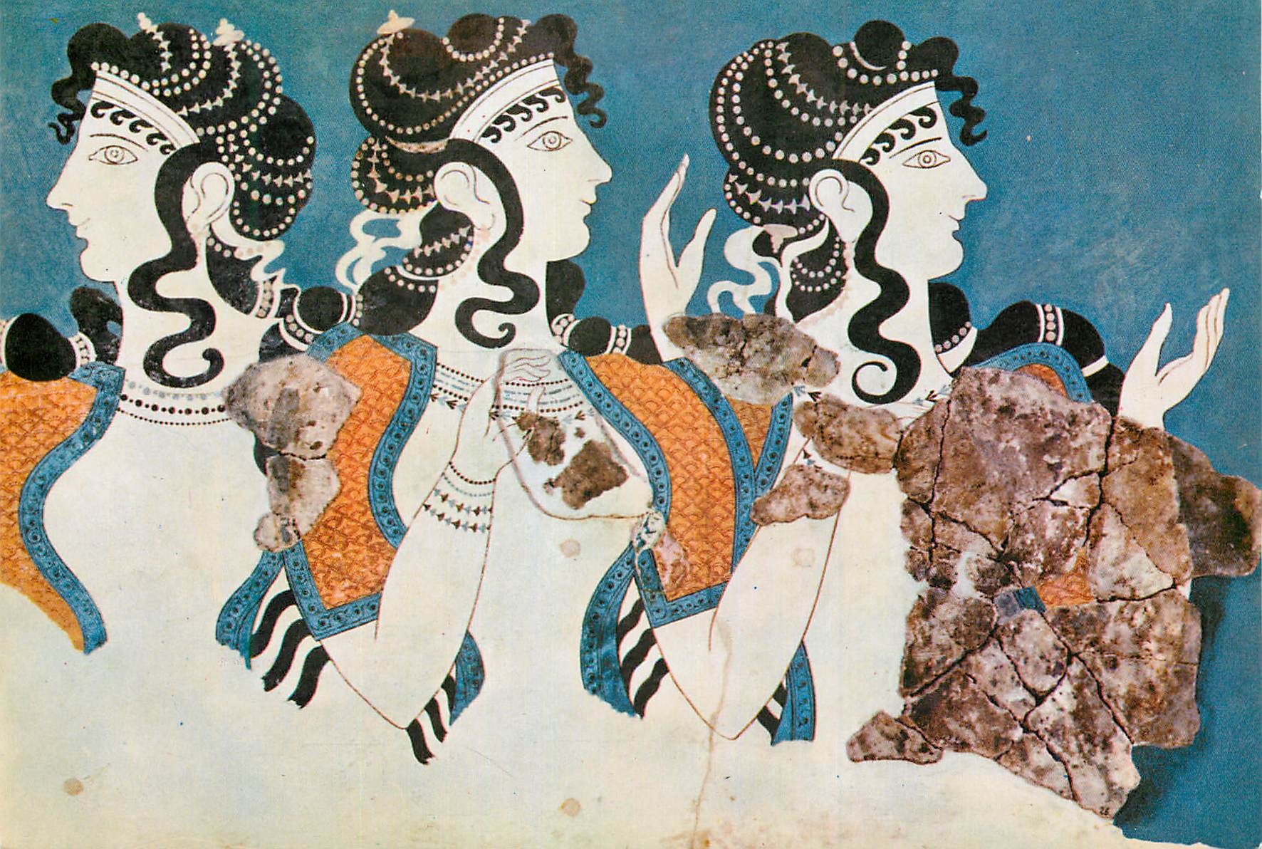 CPM Heraklion Museum Ladies in Blue Fresco From Knossos