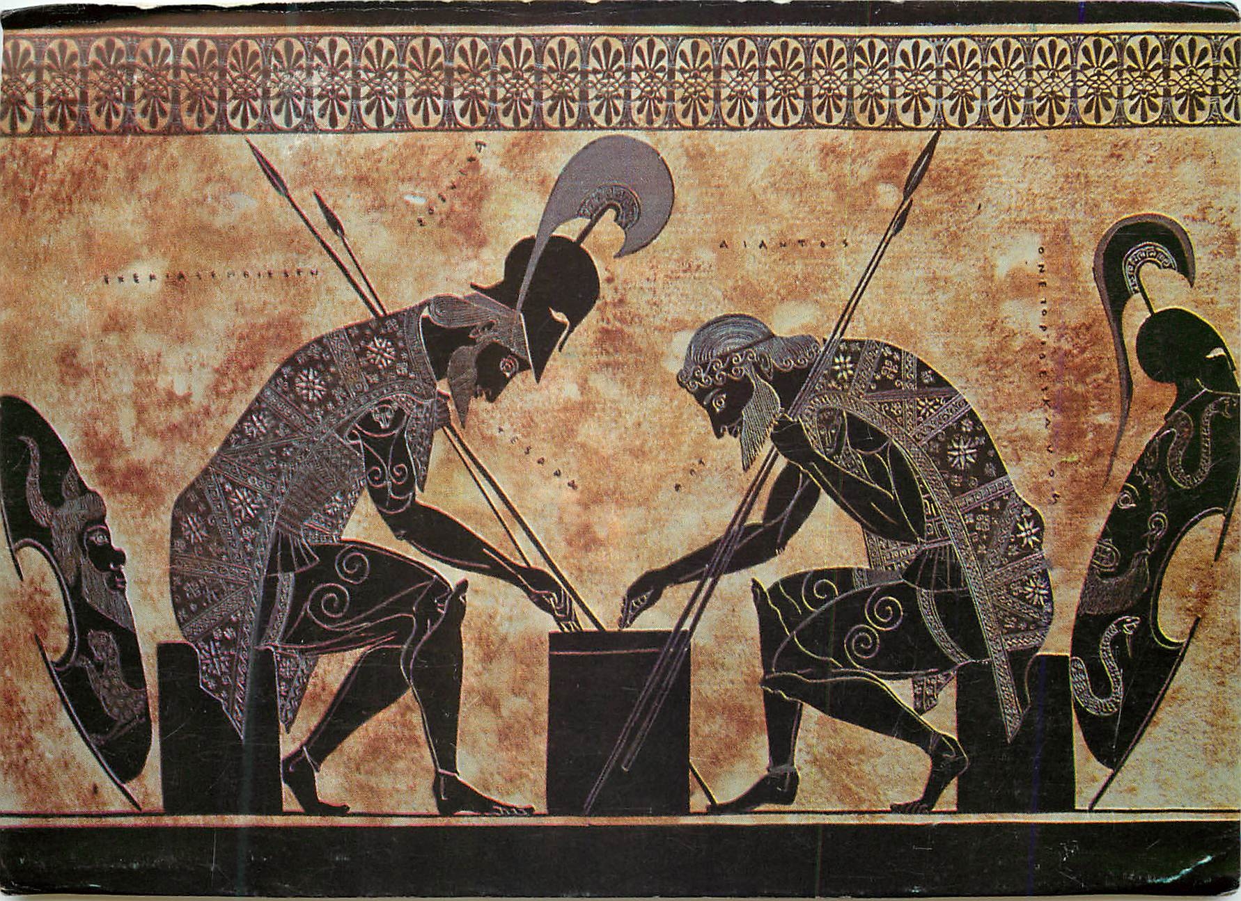 CPM Detail d amphore grec Achilles et Ajax Jount JC valcan