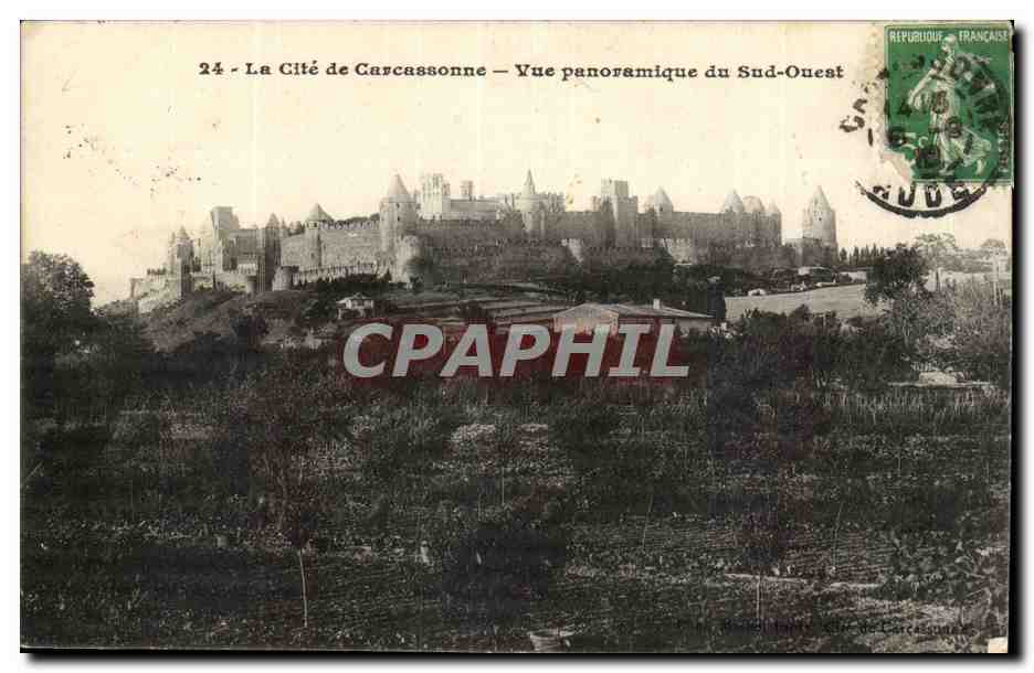 Cite de Carcassonne CPA Vue panoramique du sud Ouest