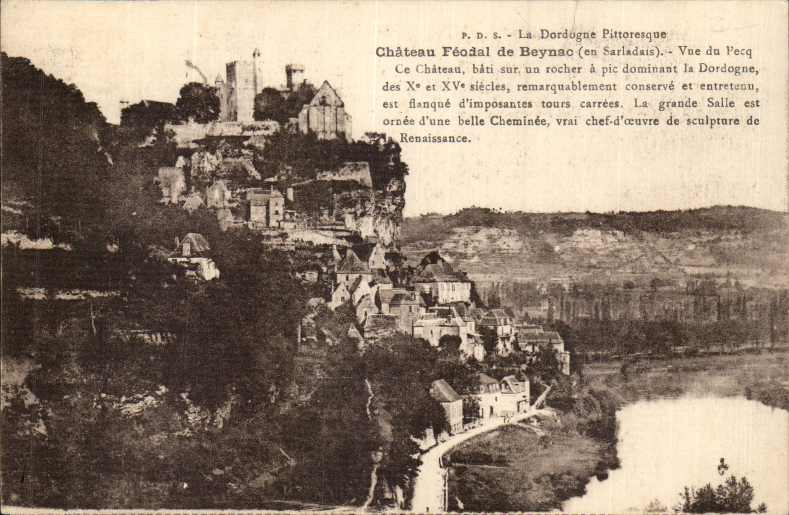 CPA Dordogne Chateau feodal de Beynac Vue du Pecq