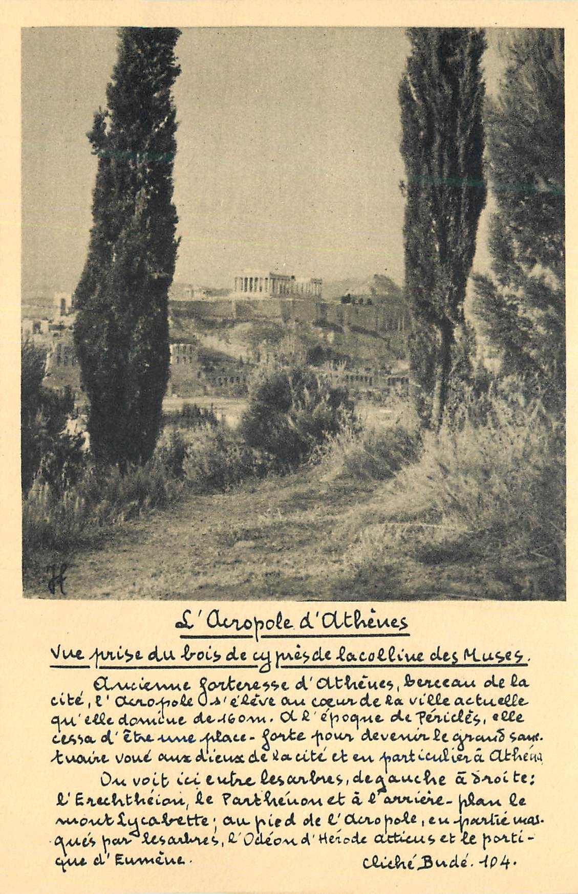 CPM L Acropole d Athenes Vue frise du bois de cypiescle la collive des Muses