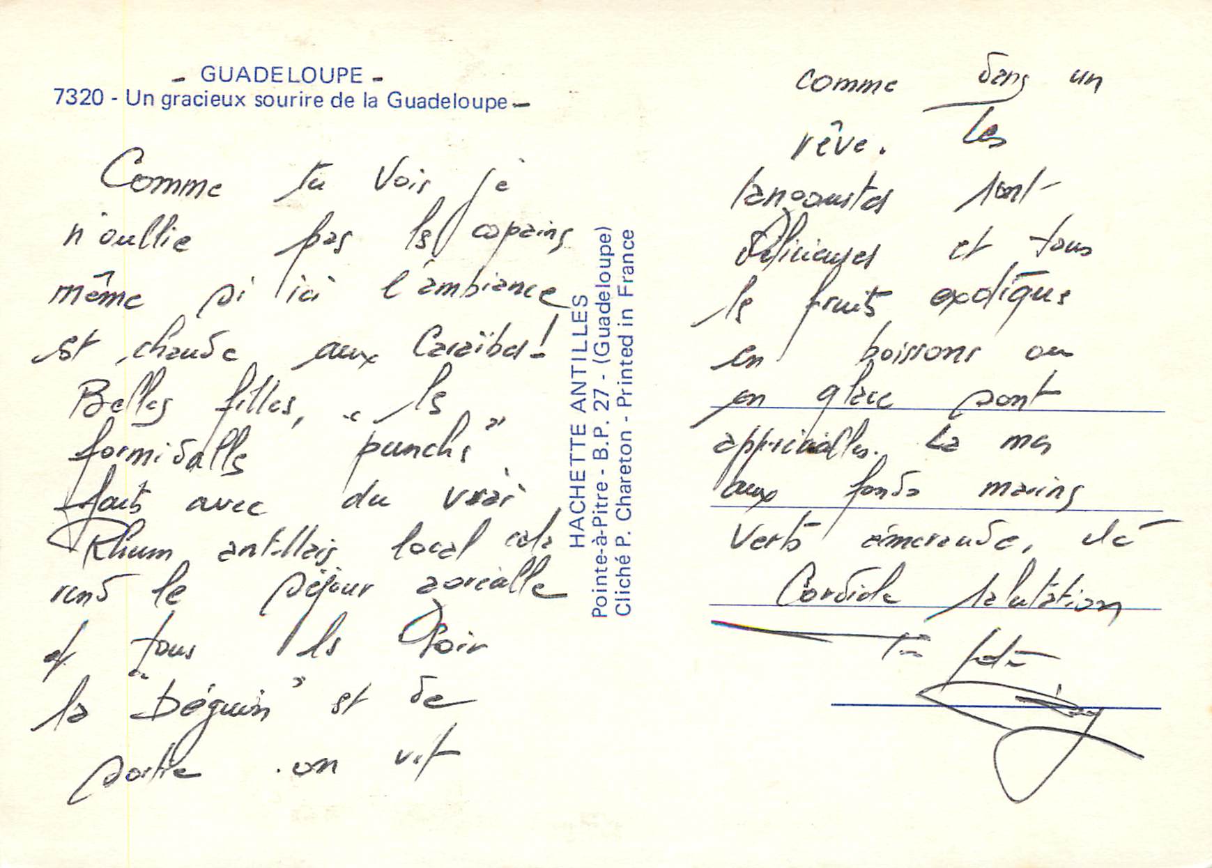 Femme souriante — Guadeloupe — Hachette Antilles, n° 7320 — Rückseite
