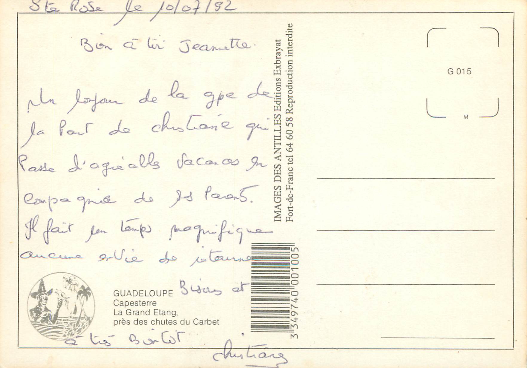 Guadeloupe, le Grand Étang — Images des Antilles, n° G 015 — Achterkant