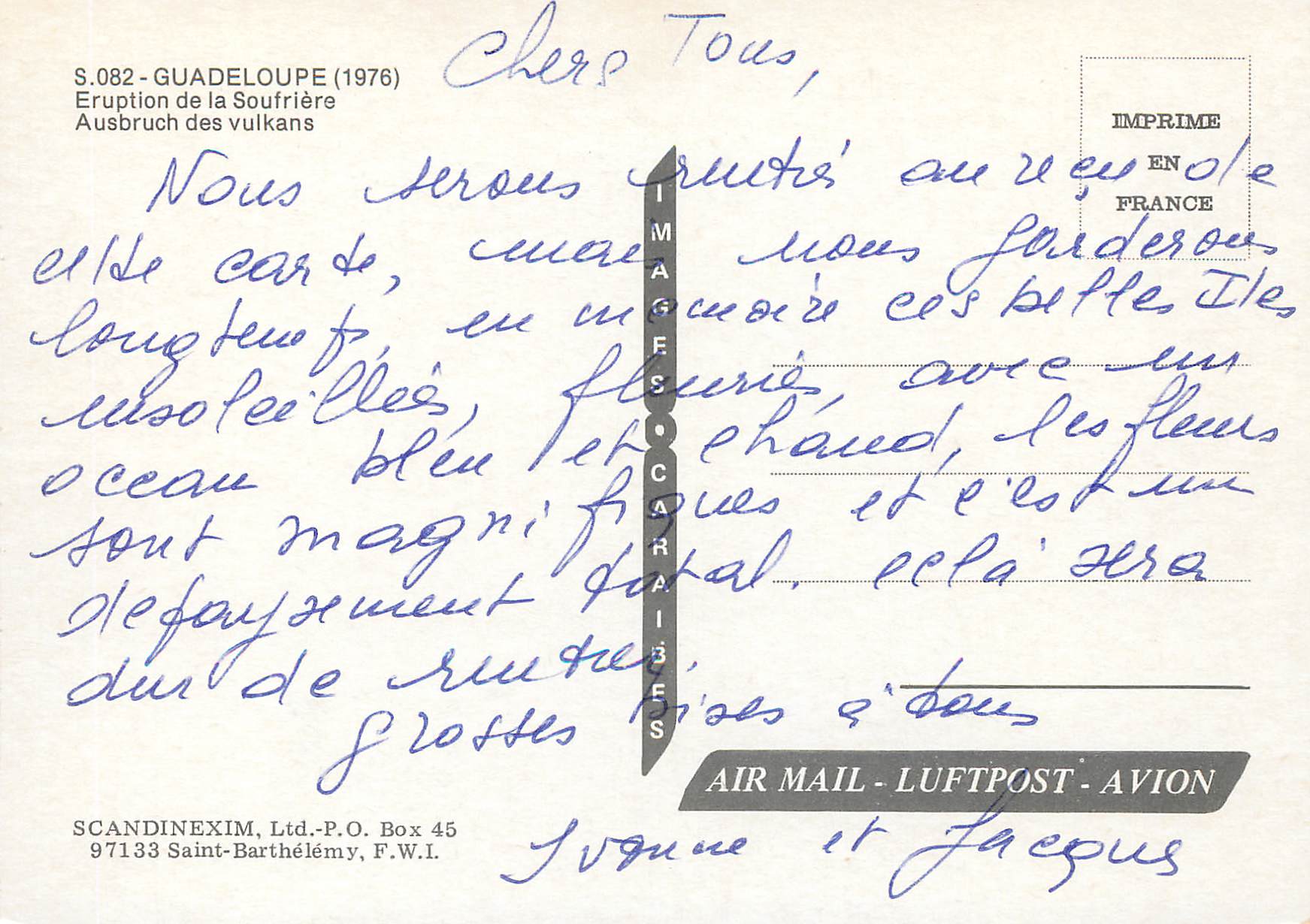 CPM Guadeloupe 1976 Eruption de la Soufriere Ausbruch des vulkans — Rückseite