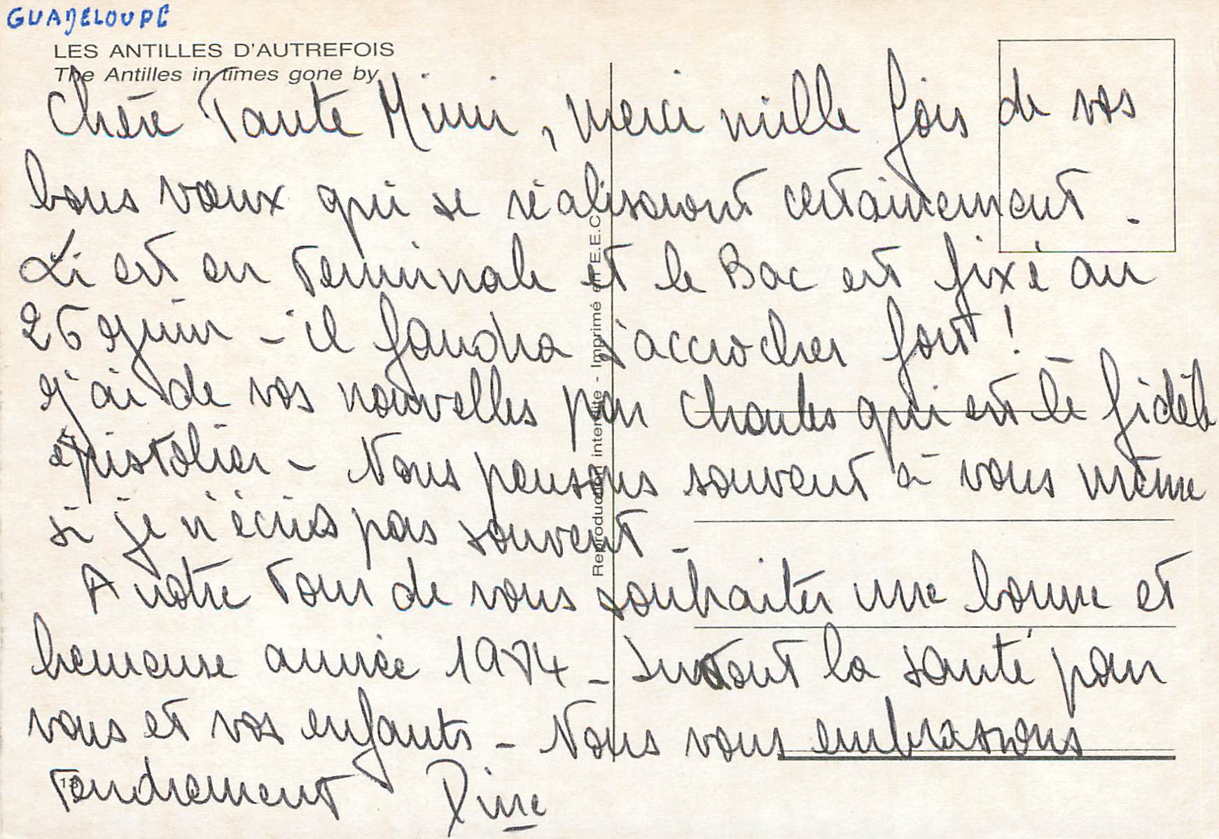CPM Guadeloupe Les Antilles d Autrefois — Rückseite