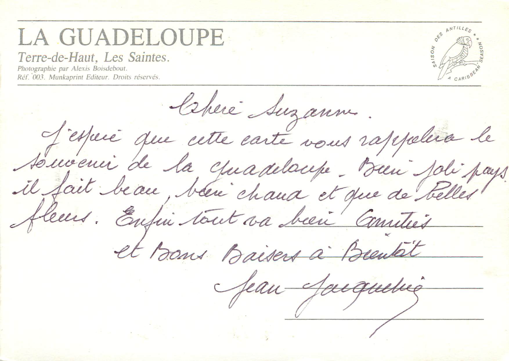 Archipel des Saintes — Guadeloupe — A. Boisdebout — Rückseite
