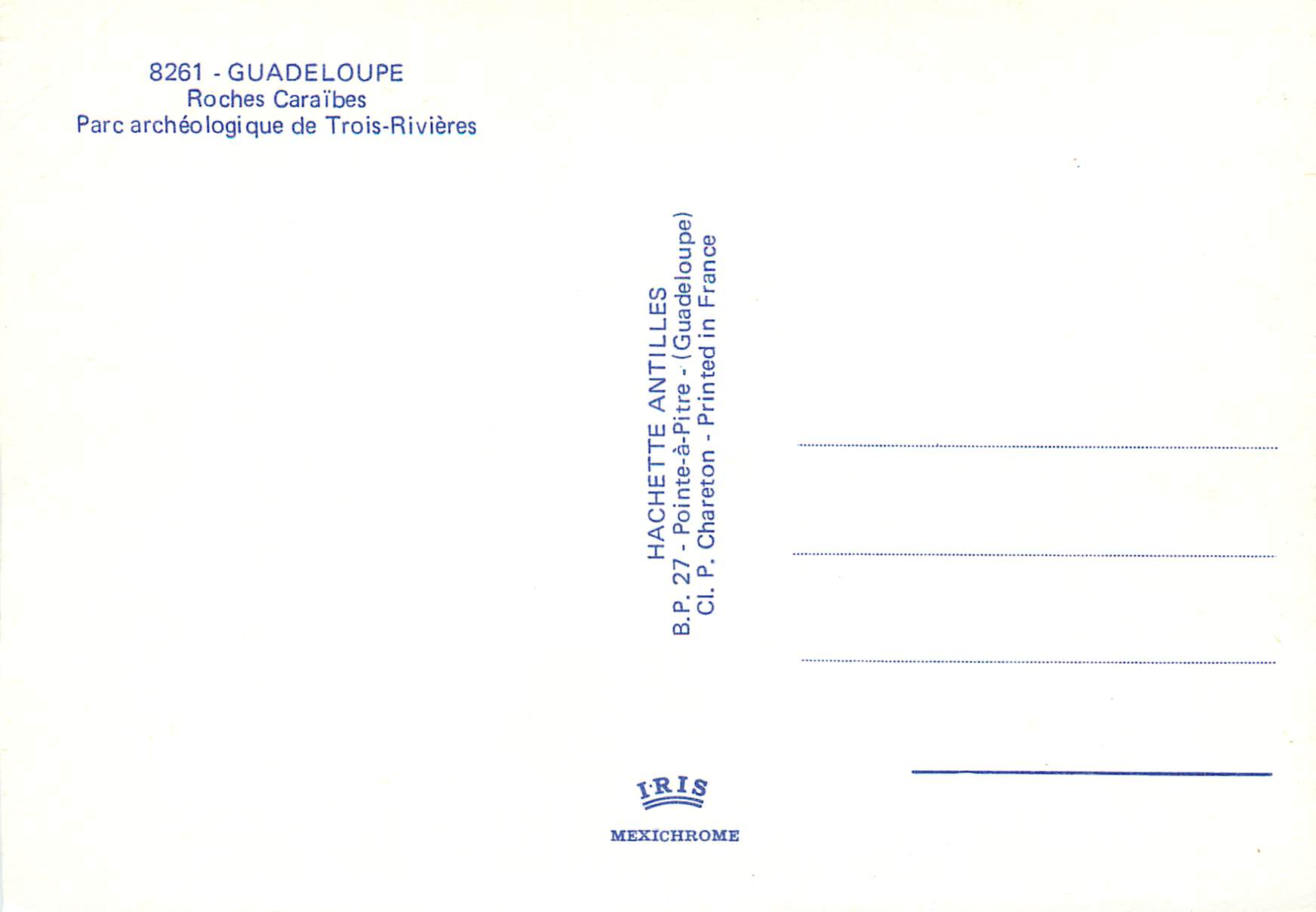 CPM Guadeloupe Roches Caraibes Parc archeoligique des Trois Rivieres — Back