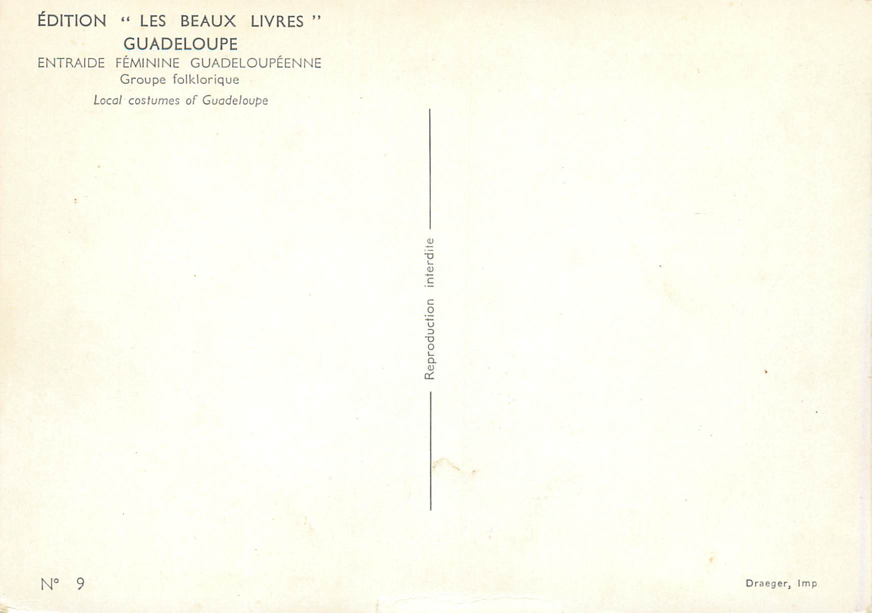 CPM Les Beaux Livres Guadeloupe Entraide Feminine Guadeloupeenne Groupe folklorique — Rückseite