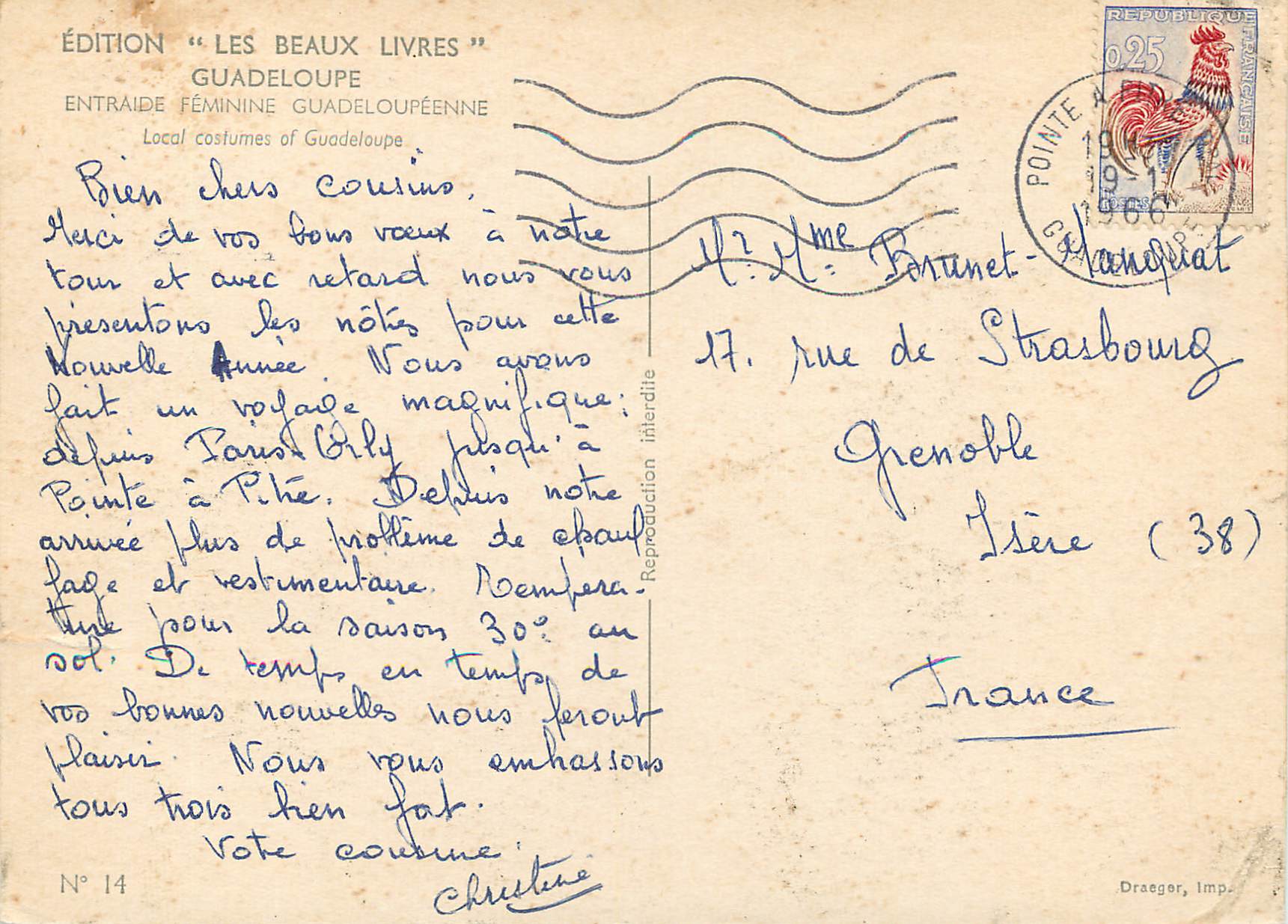 Deux femmes en costumes locaux — Guadeloupe — Édition 'Les Beaux Livres' n°14 — Verso