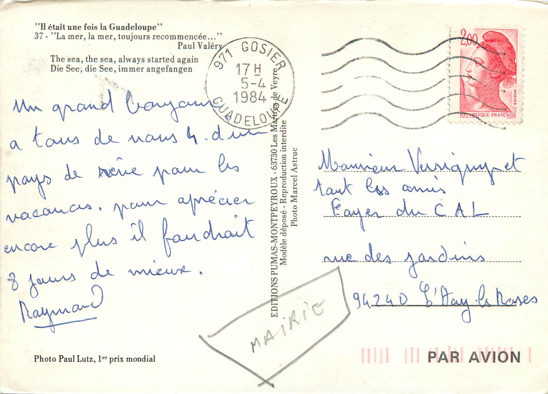 CPM Guadeloupe Il etait une fois la Guadeloupe — Rückseite