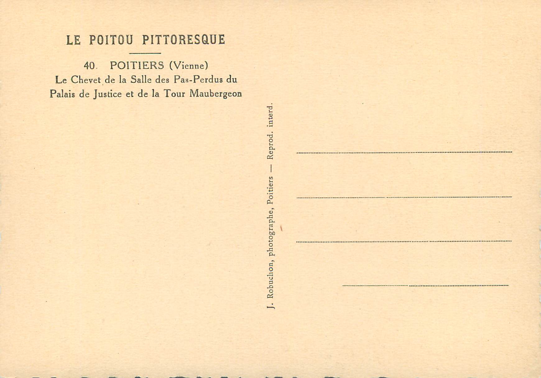 Le Chevet de la Salle des Pas-Perdus du Palais de Justice et de la Tour Maubergeon — Poitiers — J. Robuchon, Poitiers — Rückseite