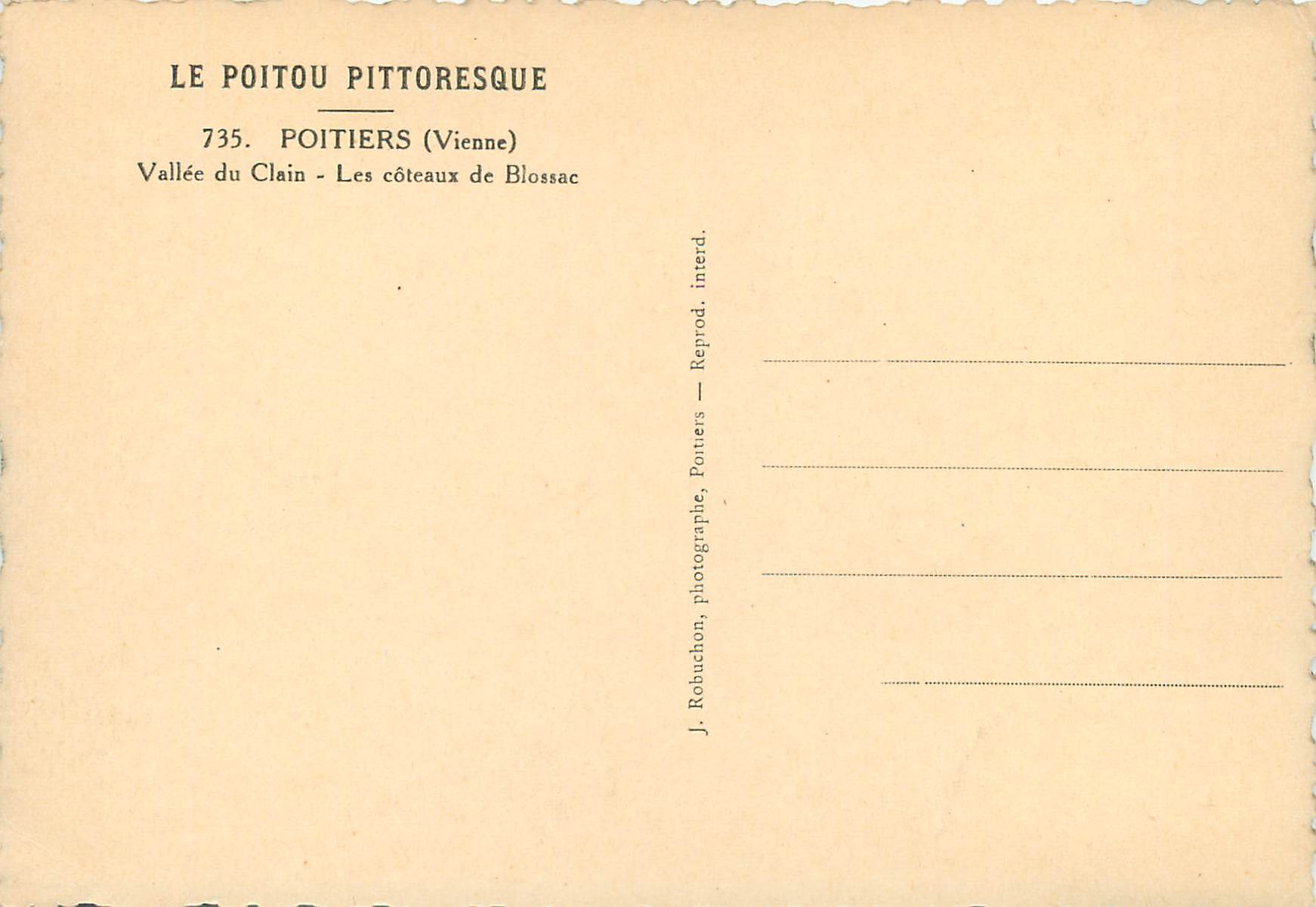 Vallée du Clain — Les côteaux de Blossac — J. Robuchon, Poitiers — Verso