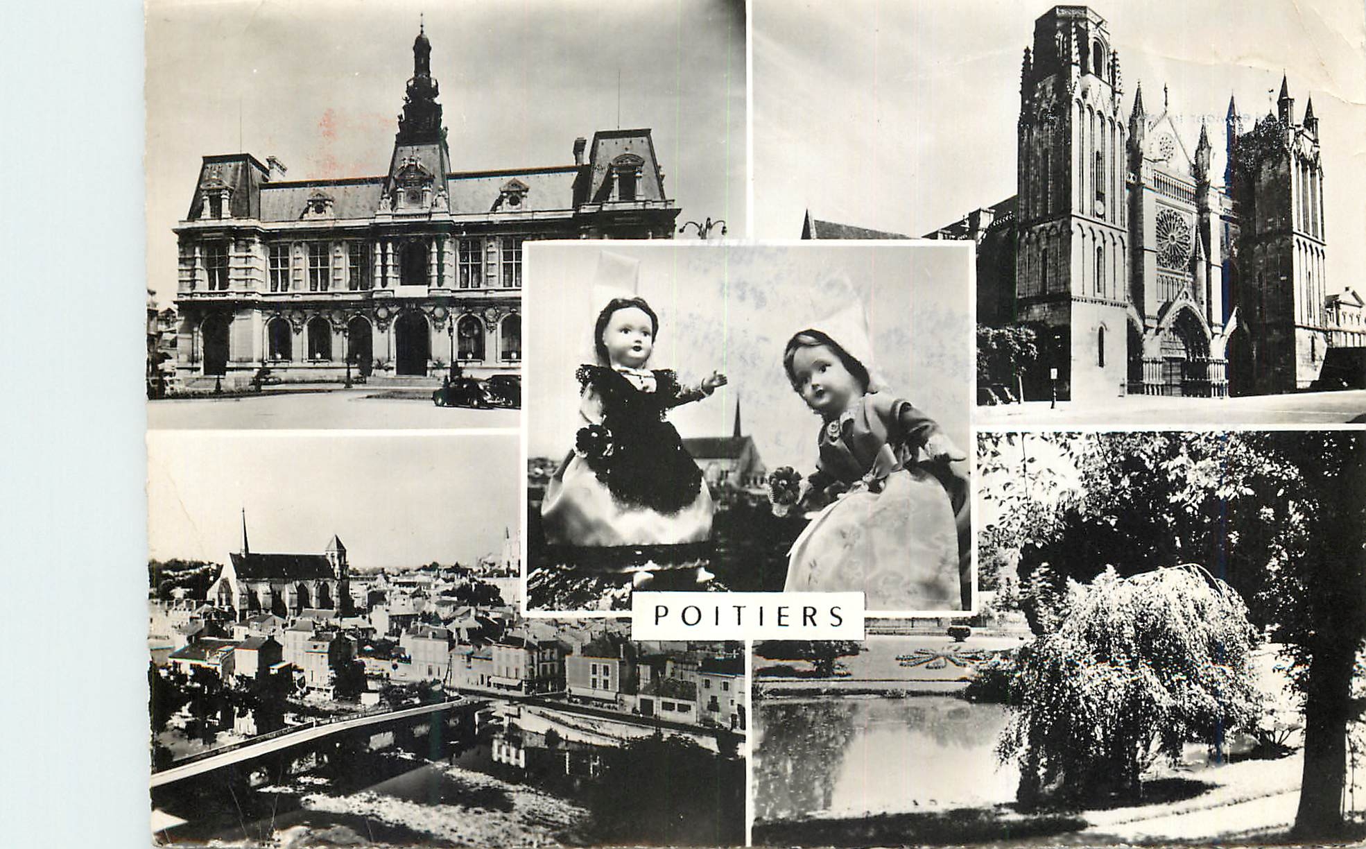 Poitiers — vue générale avec hôtel de ville, cathédrale et jardin — Éditions Théoiac