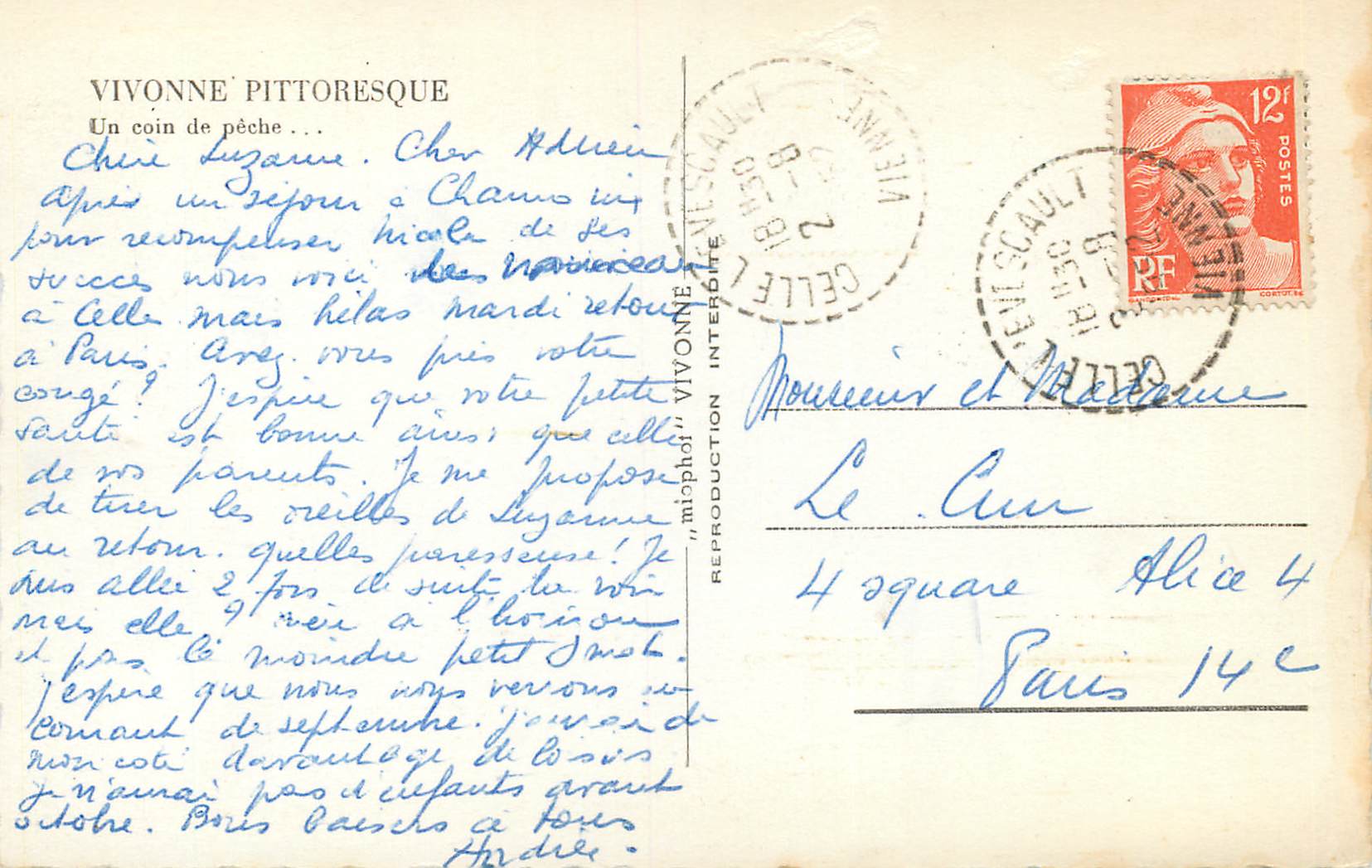 CPM Vivonne Pittoresque Un coin de peche — Back