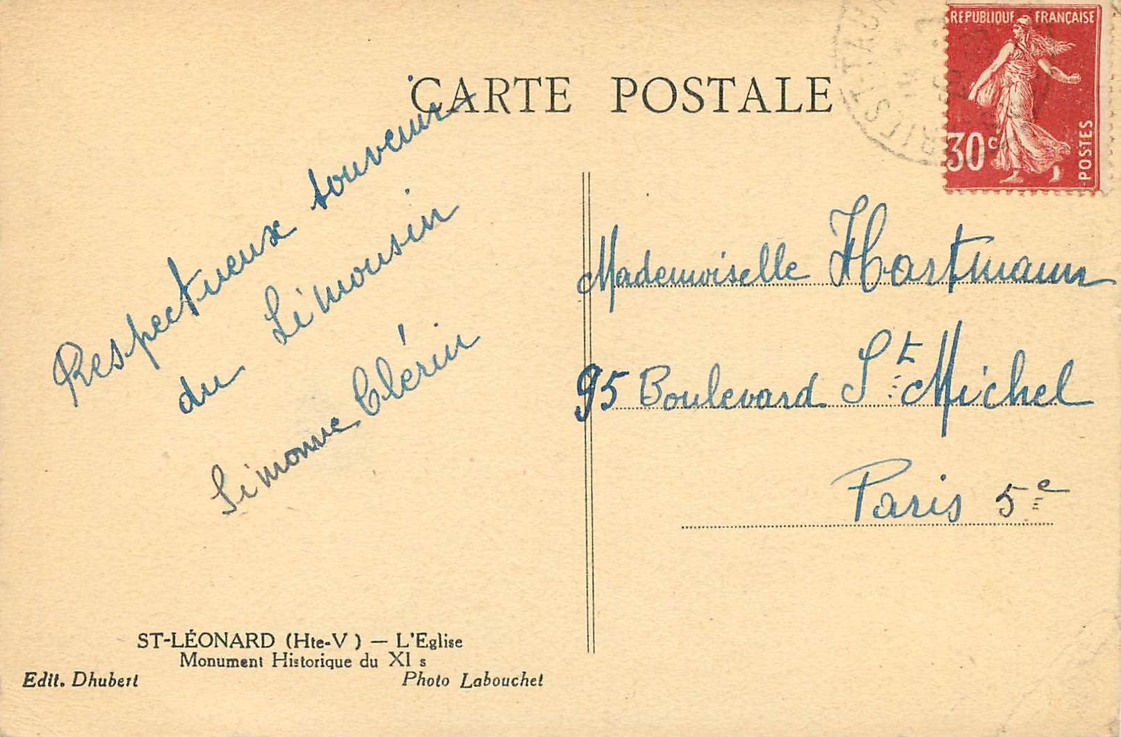 CPA St Leonard Hte V L Eglise Monument Historique du xi — Rückseite