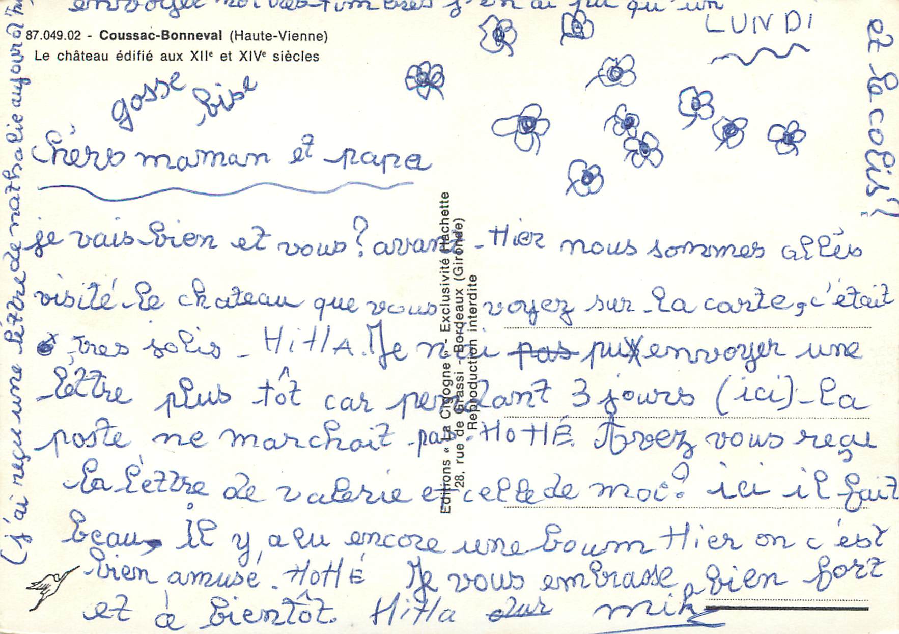 CPM Coussac Bonneval Haute Vienne Le Chateau editie aux xii et xiv siecles — Rückseite