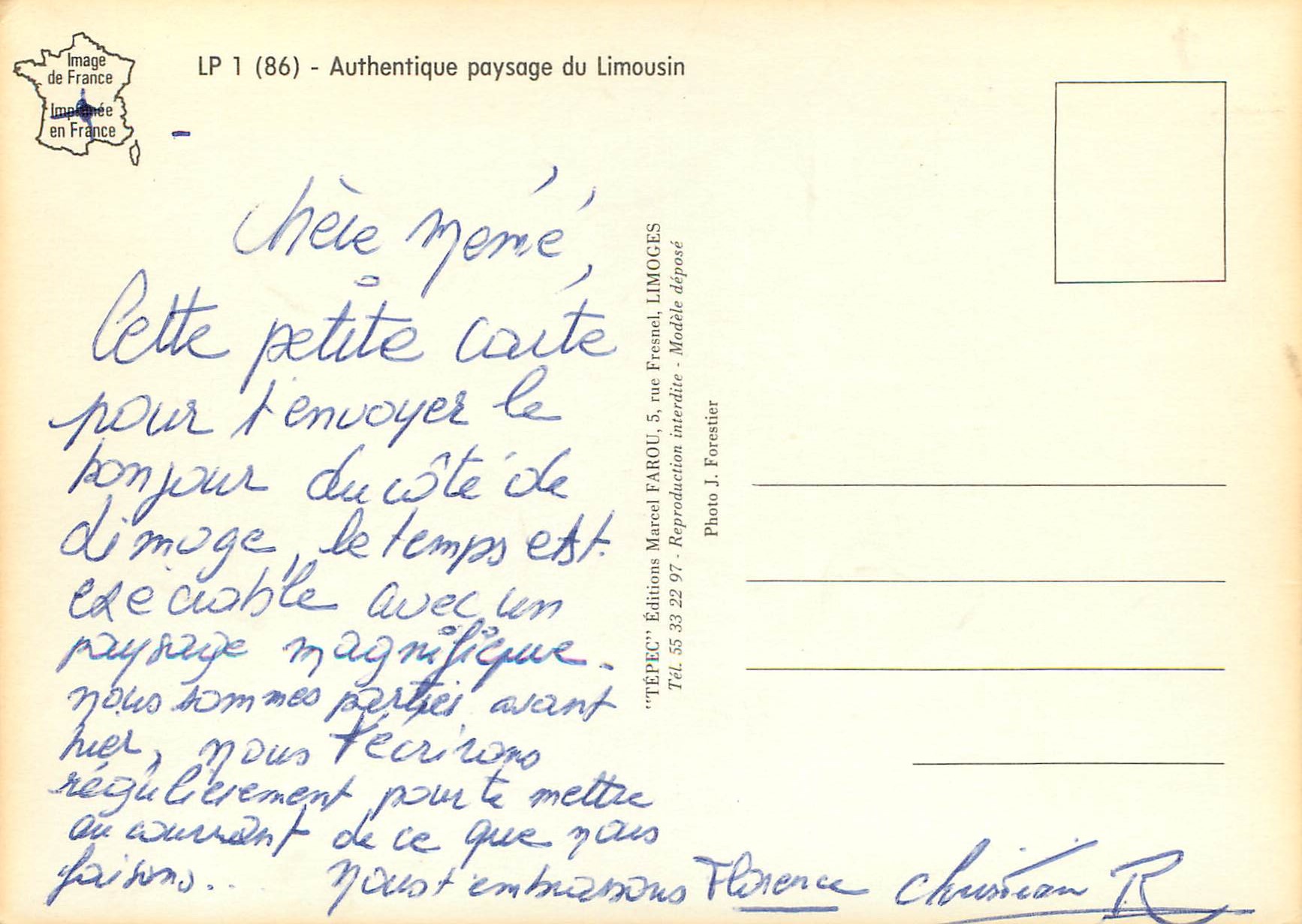 CPM Le Limousin Vert Antique paysage du Limousin — Rückseite