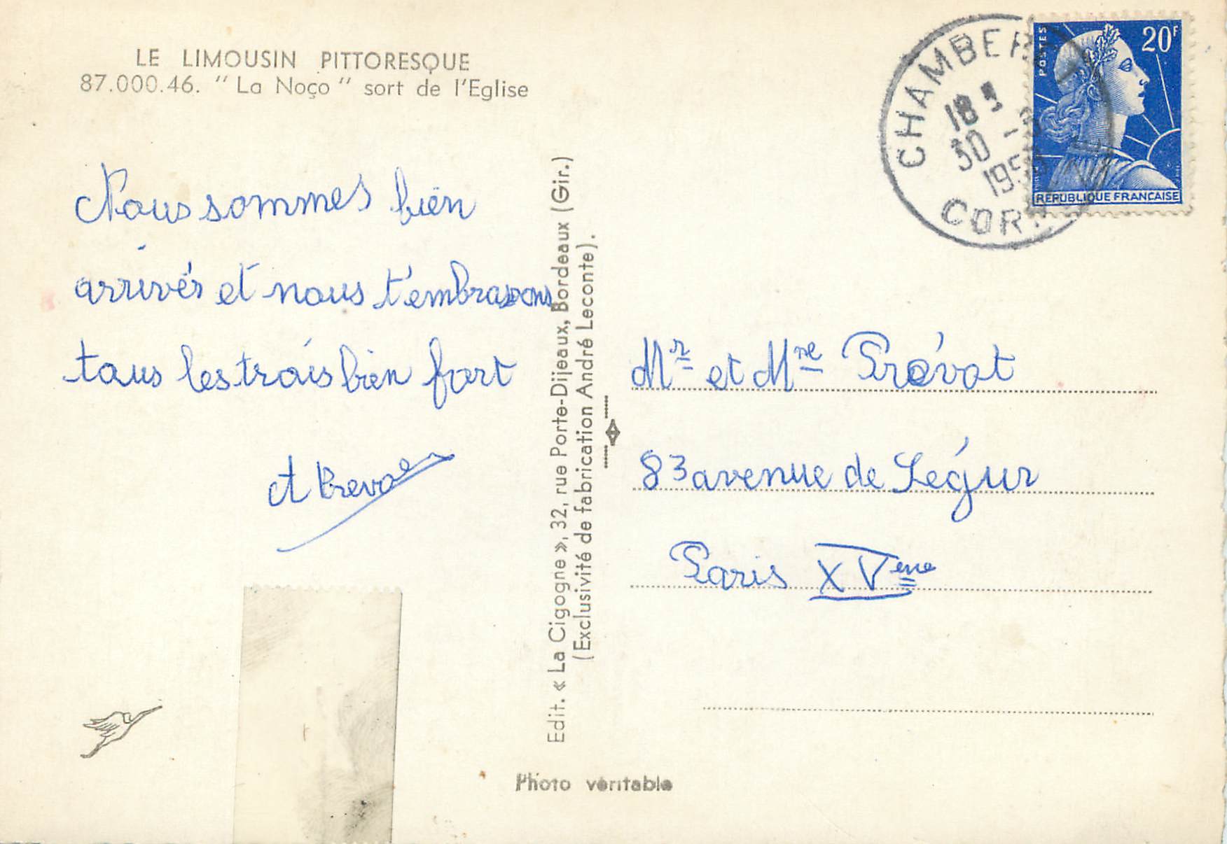 CPM Le Limousin Pittoresque La Nago sort de l Eglise Folklore — Rückseite