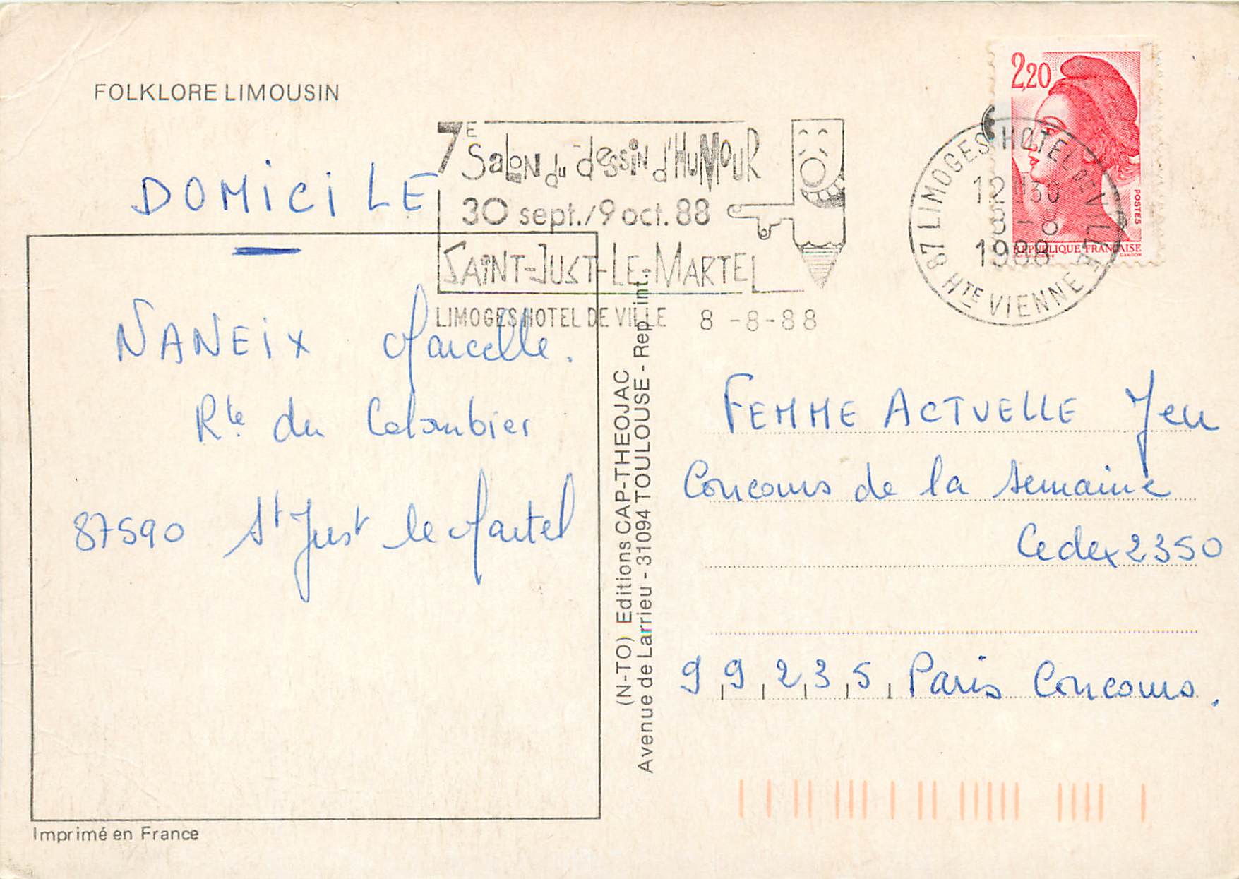 CPM Folklore Limousin — Rückseite