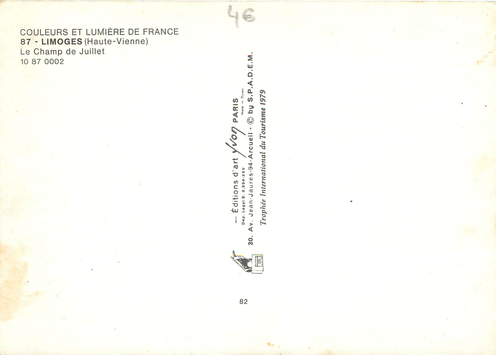 Limoges — Place du Champ de Juillet — Éditions d'art Yvon — Rückseite