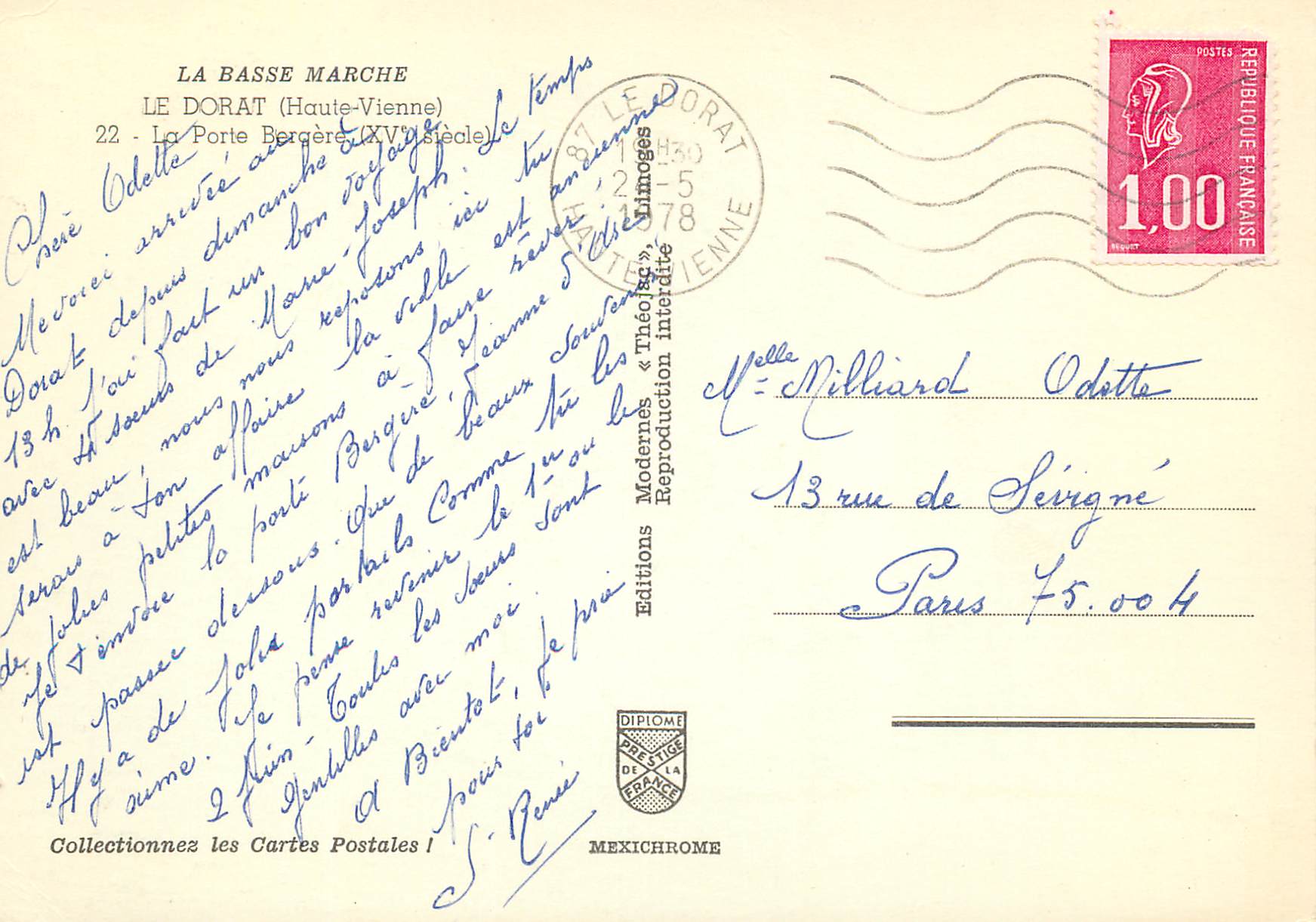 CPM La Basse Marche Le Dorat Haute Vienne La Porte Bergere xv siecle — Rückseite