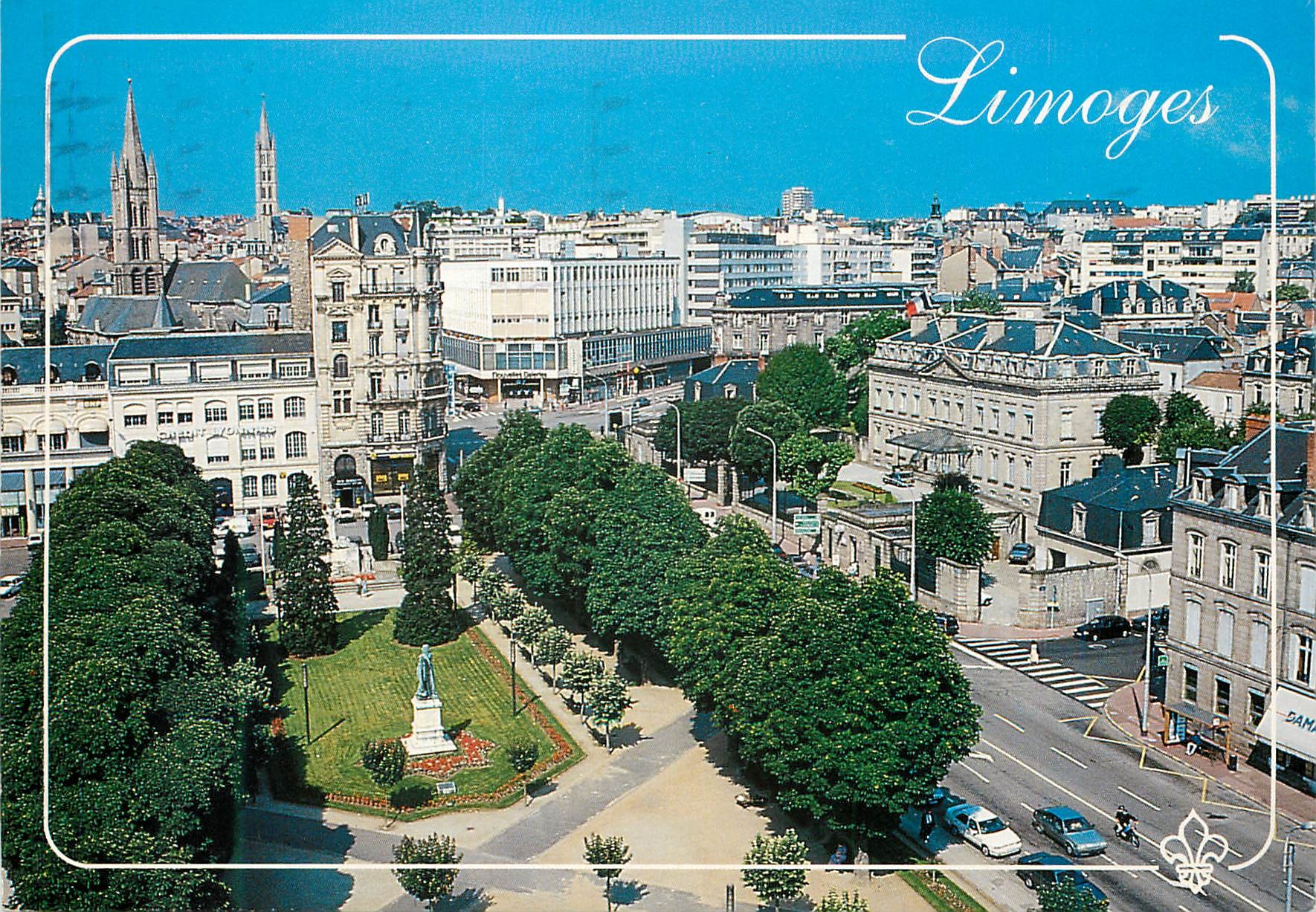 CPM Limoges Haute Vienne vue generale avec au ler plan la place Jourdan