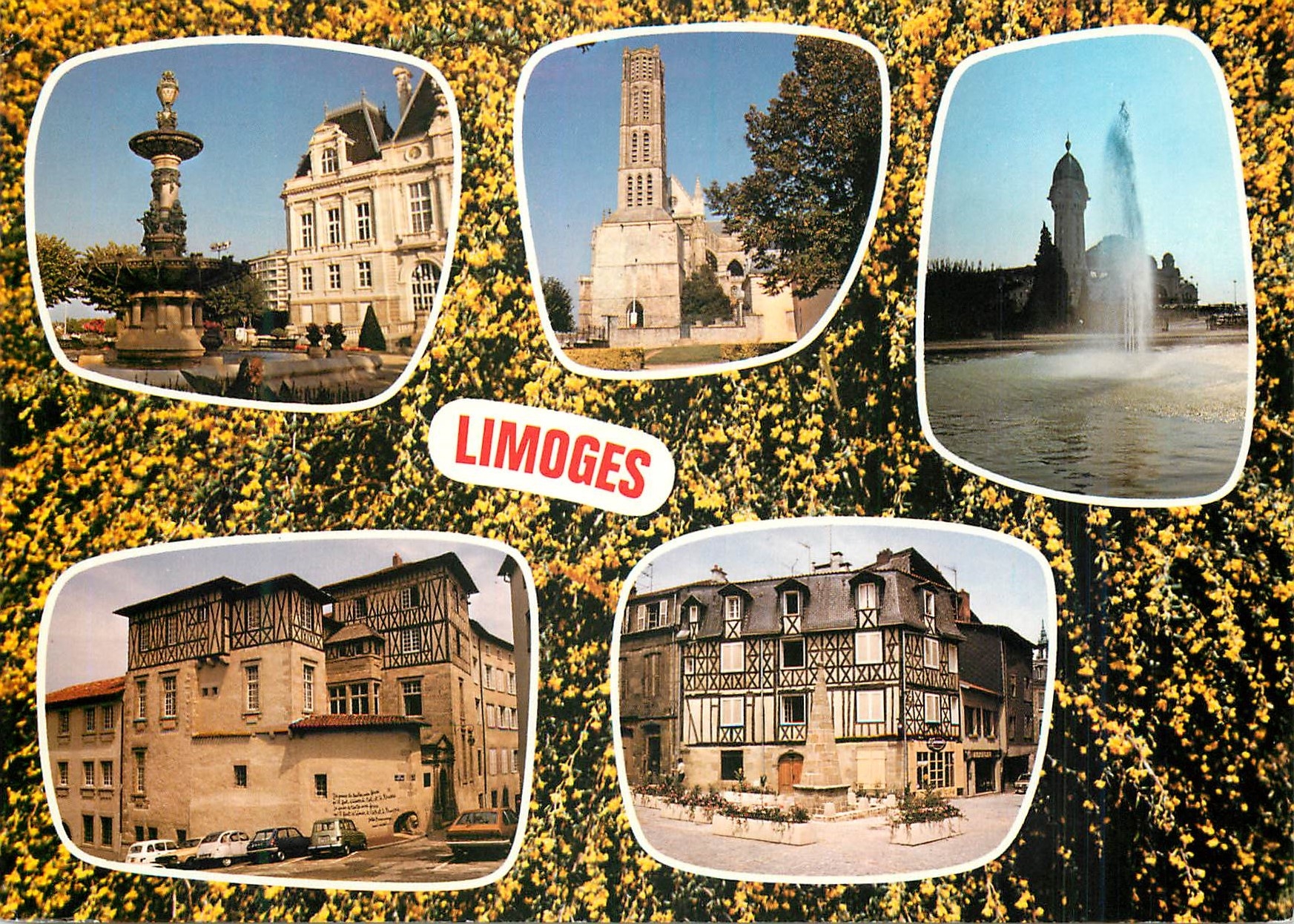 Limoges — vue panoramique avec fontaine, cathédrale et maisons à colombages — Éditions TÉPÉC