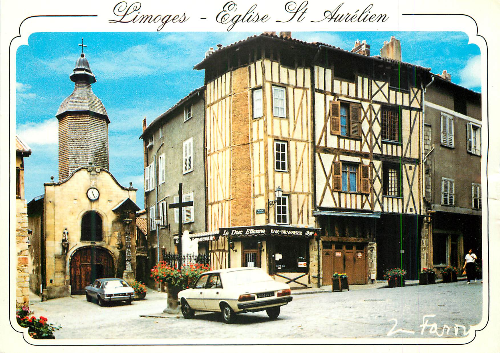 CPM Limoges Hte Vienne Capitale des Arts du feu Porcelaines Emaux Eglise St Aurelien et rue de la Boucherie