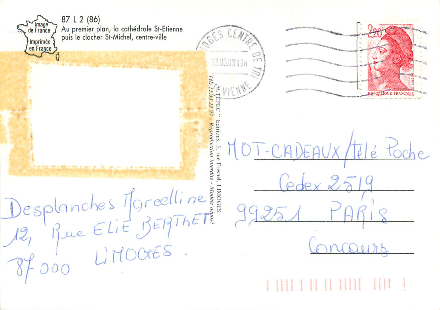 Limoges, une vue générale — Tepec, série 87 L 2 (86) — Back