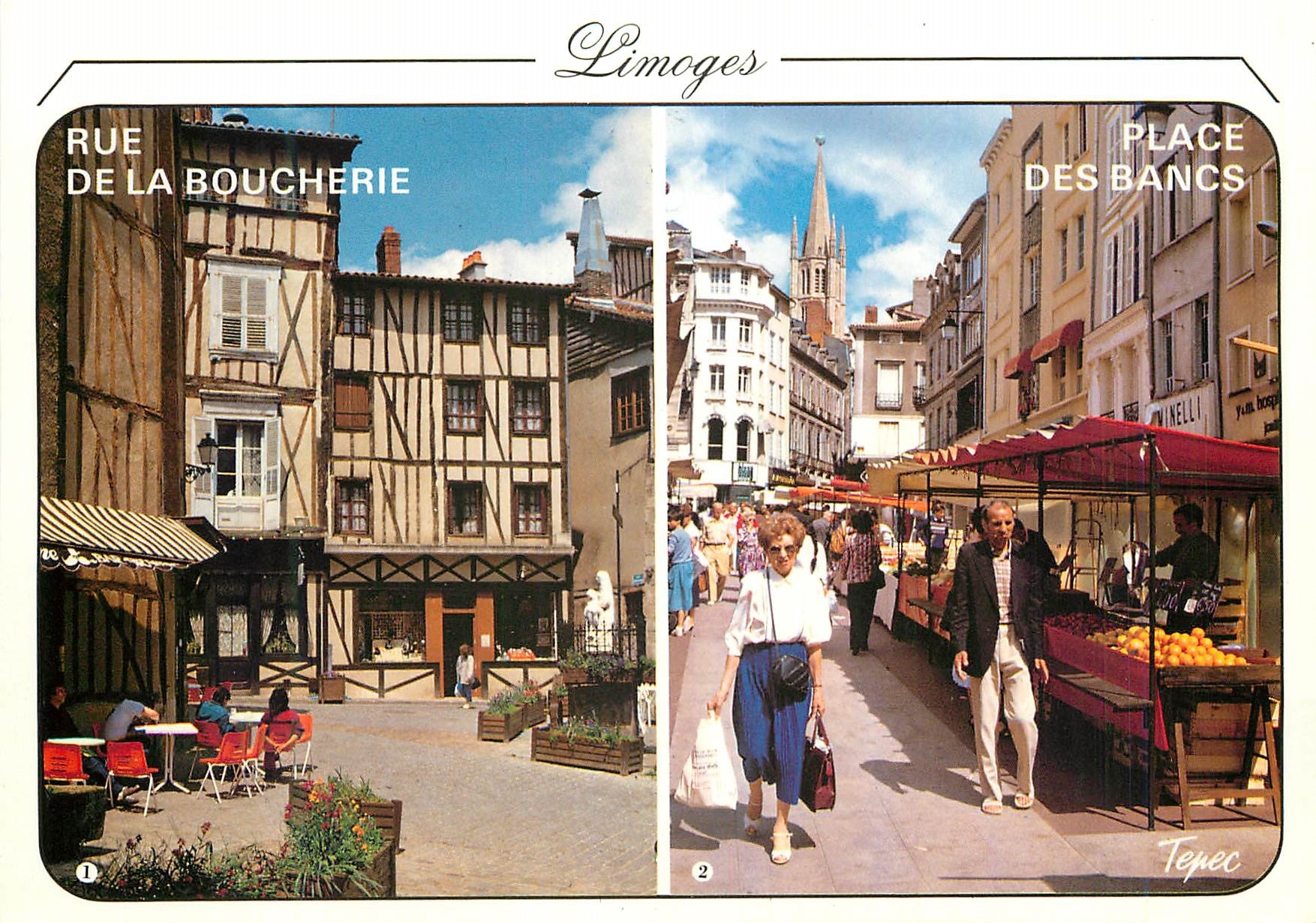CPM Limoges Hte Vienne Vieux quartier des Bouchers Le Marche Central