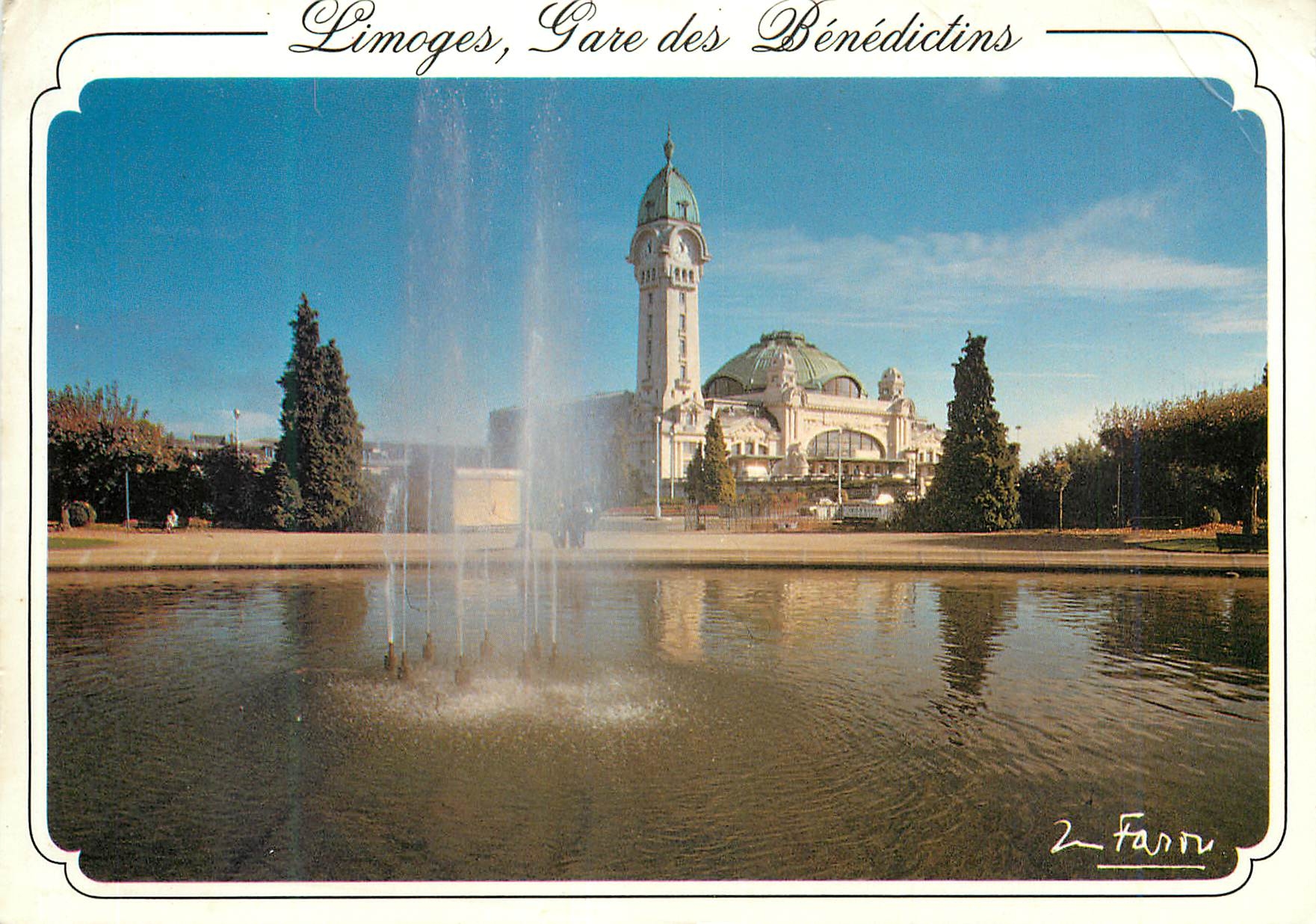 CPM Limoges Capitale des arts feu Porcelaines Emaux La gare des Benedictins une des plus belles gares de France