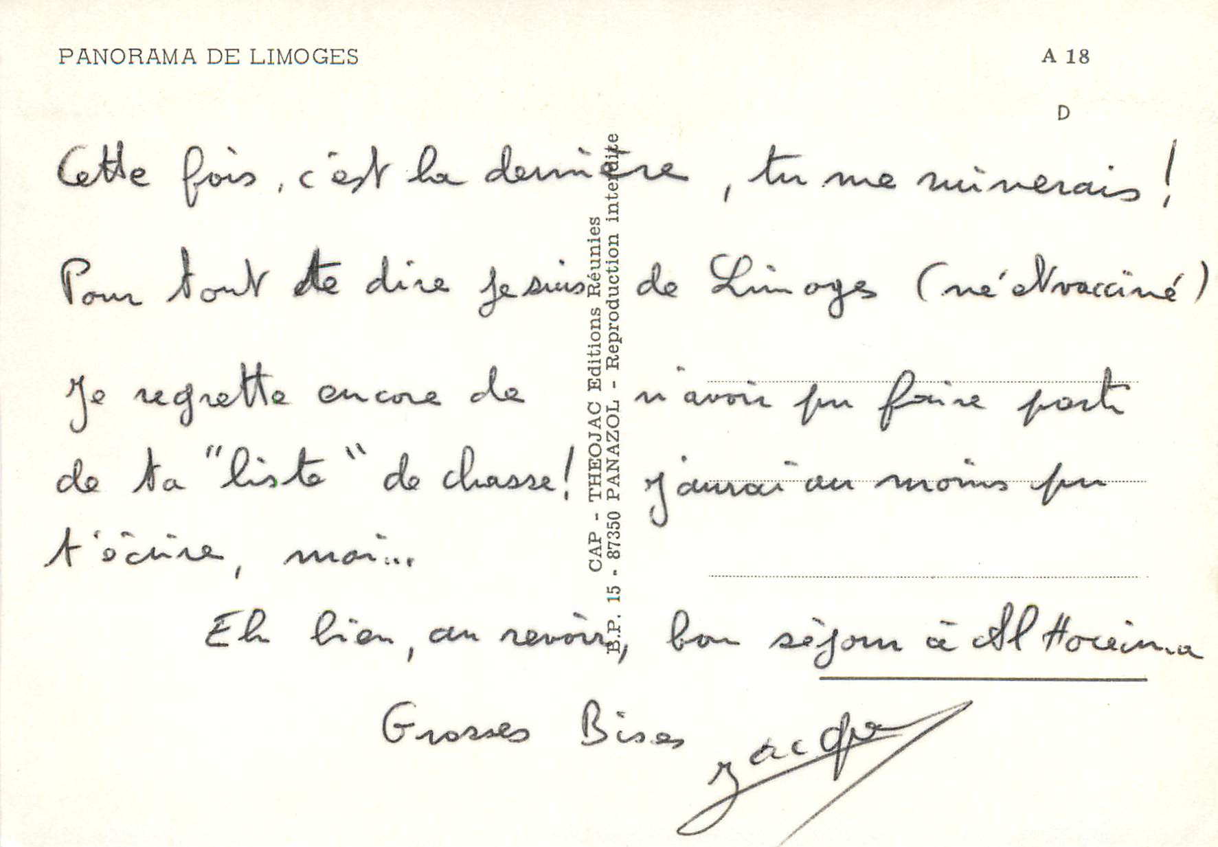 Limoges — Panorama — Éditions Panazol — Rückseite