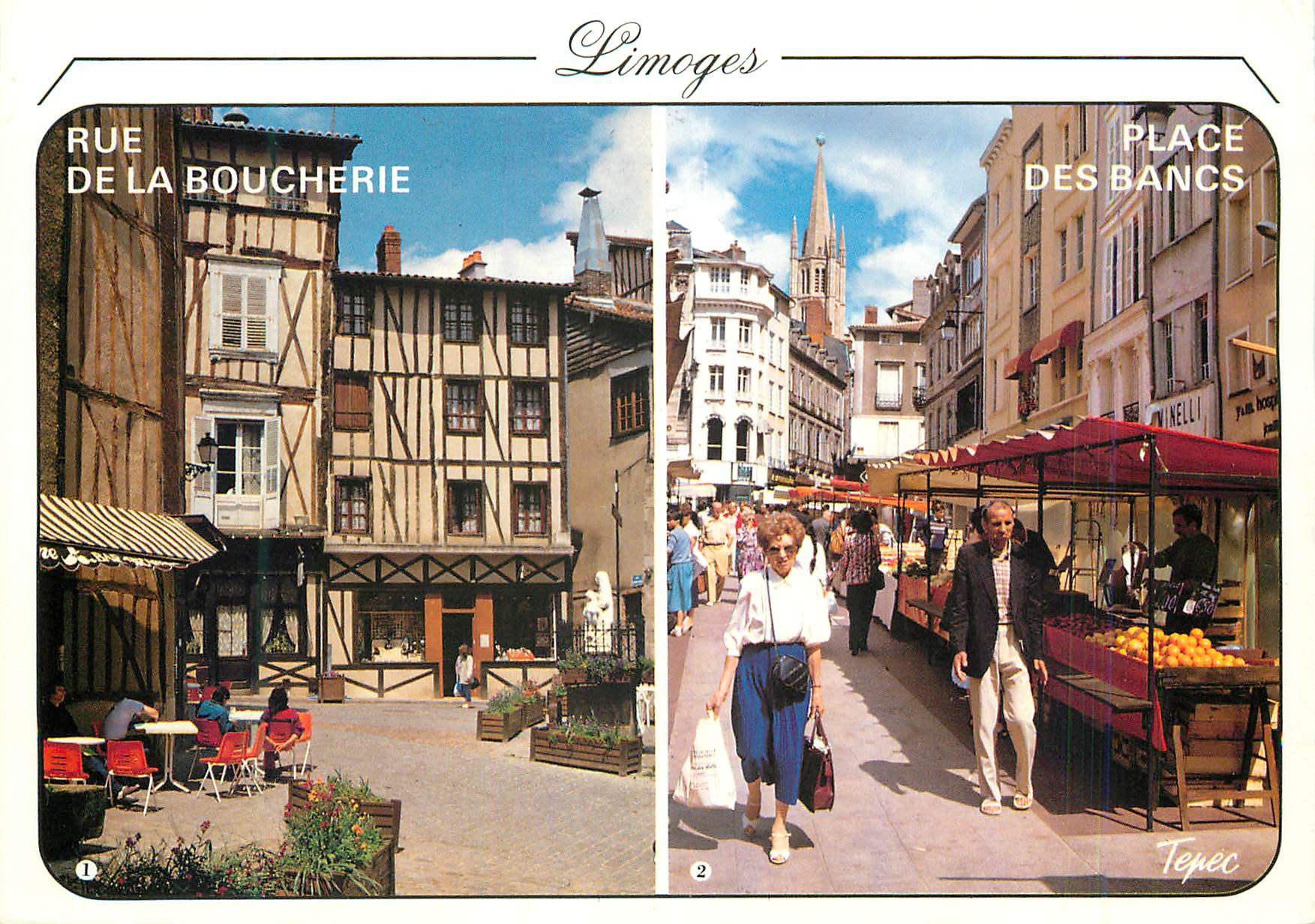 CPM Limoges Hte Vienne Vieux quartier des Bouchers Le Marche Central