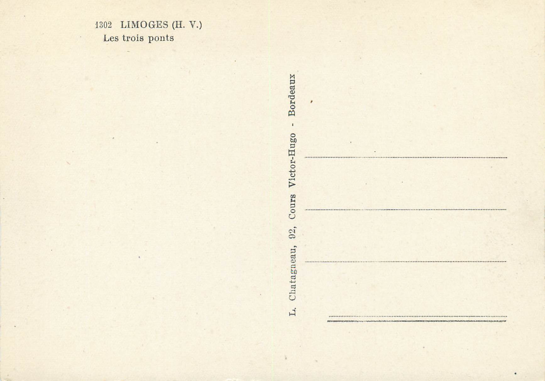 CPM Limoges Les trois ponts — Rückseite