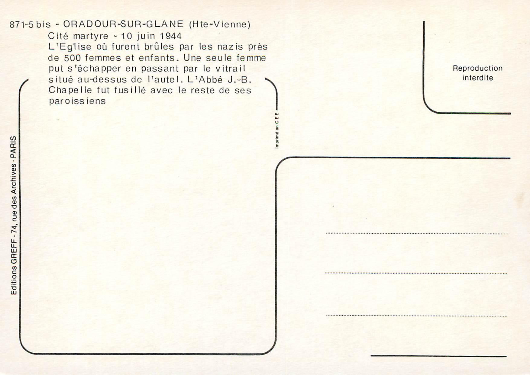 Oradour-sur-Glane — Cité martyre — Éditions GREFF - PARIS — Reverso