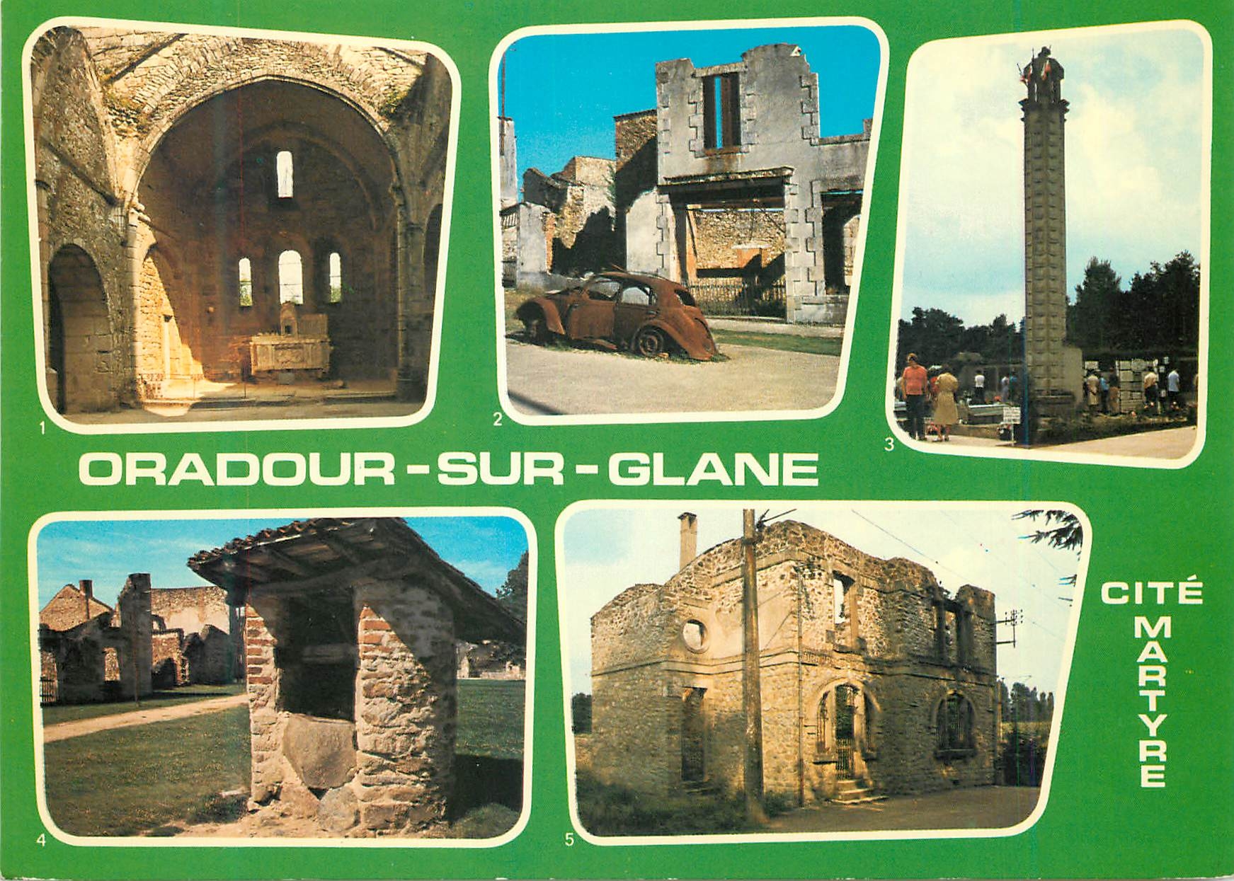 CPM Oradour sur Glane Haute Vienne Cite Martyre 10 Juin 1944 Interieur d l eglise voiture du docteur desourteaux Tombeau