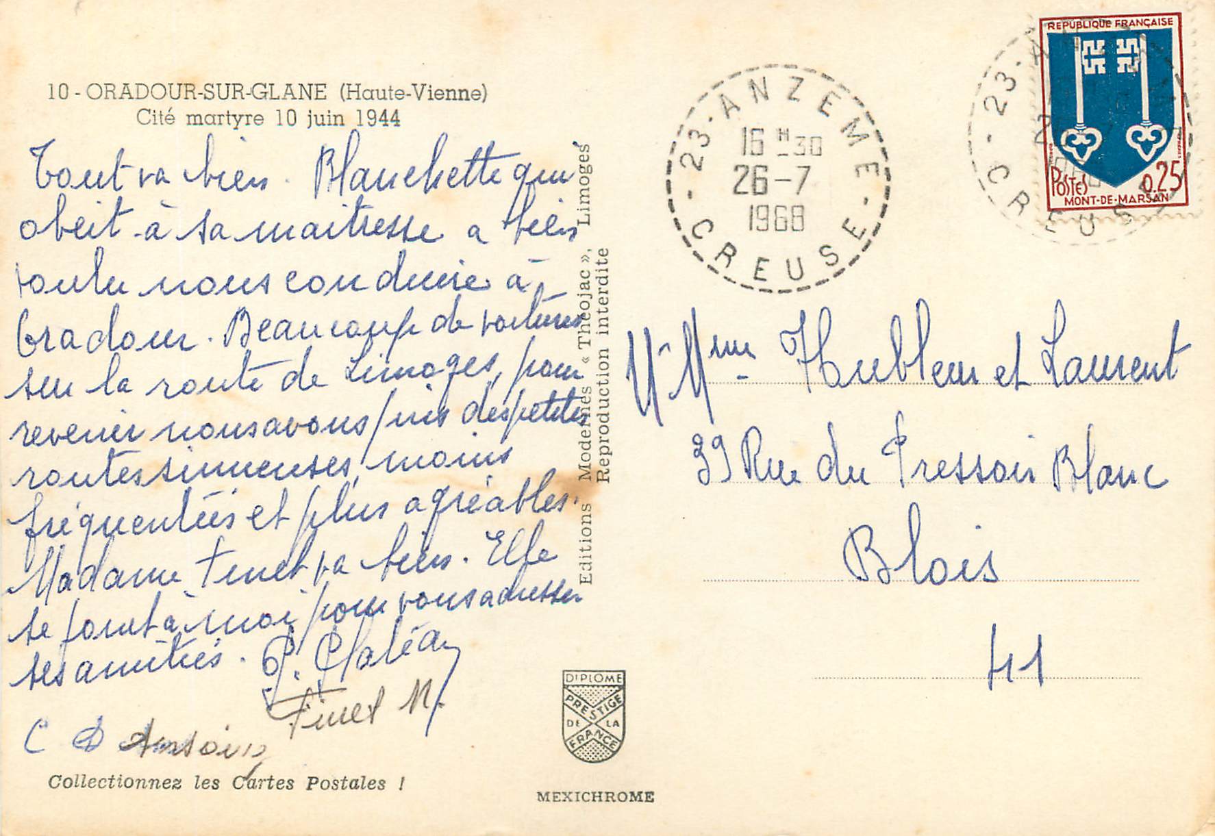 CPM Oradour sur Glane Haute Vienne Cite martyre 10 Juin 1944 Militaria — Rückseite