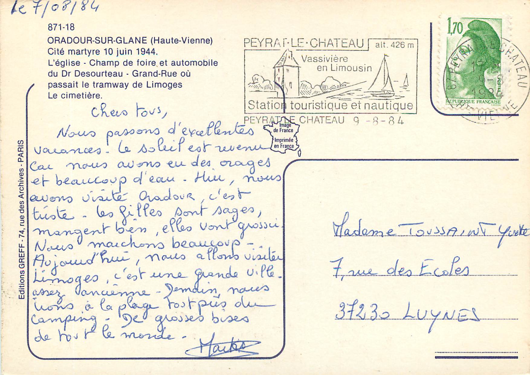 CPM Oradour sur Glane Haute Vienne Cite martyre 10 Juin 1944 L eglise Champ de foire et automobile du Dr Desourteau Gran — Back