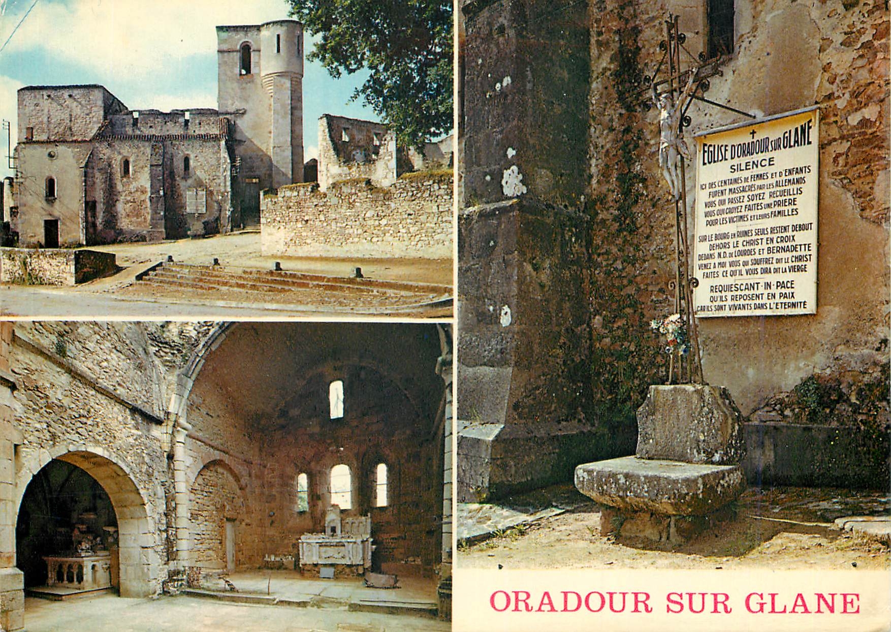 CPM Oradour sur Glane Haute Vienne Cite martyre 10 Juin 1944 L eglise ou furent brules par les nazis pres de femmes  et 