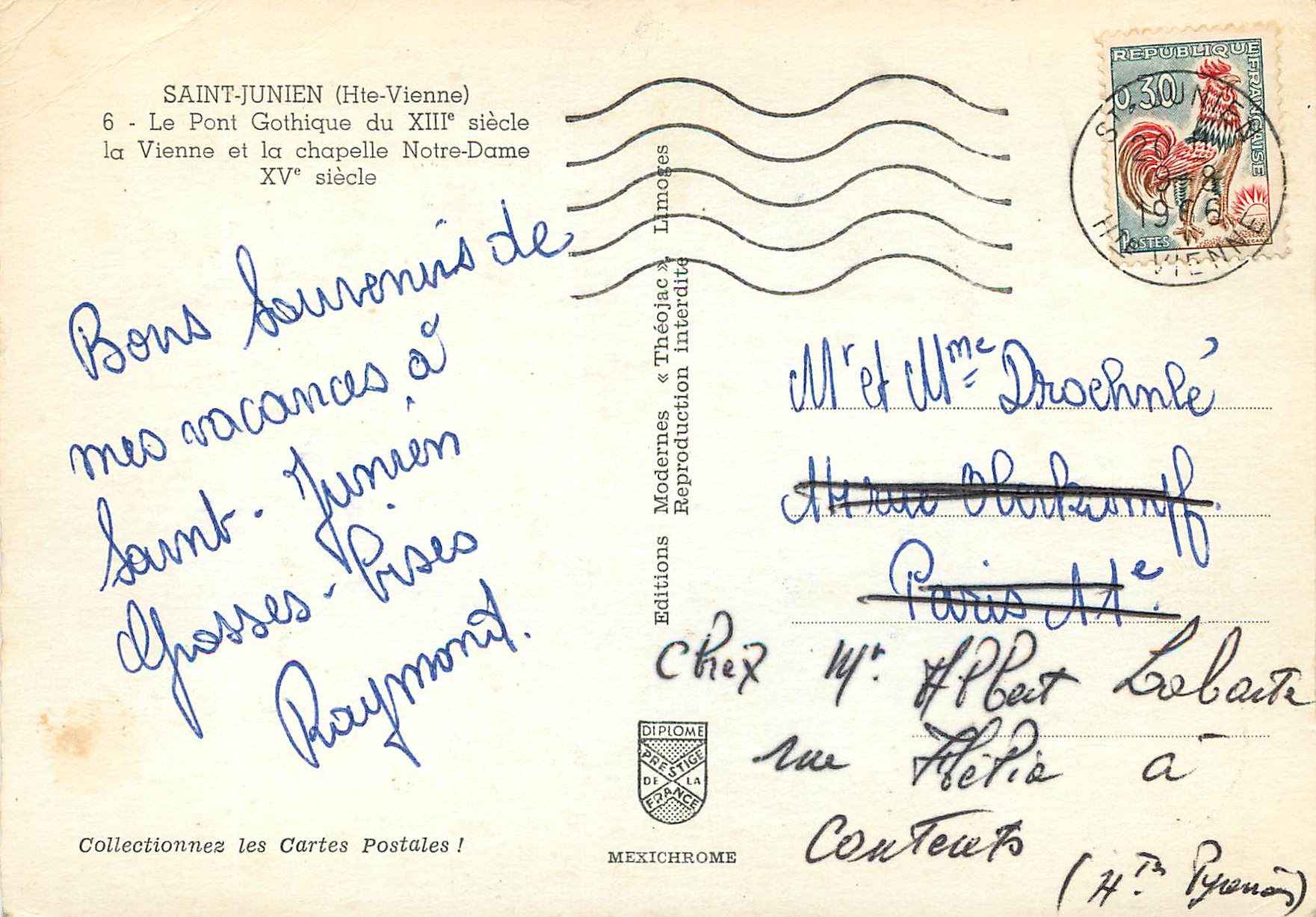 CPM Saint Junien Hte Vienne Le Pont Gothique du xiii siecle la Vienne et la chapelle Notre Dame xv siecle — Back