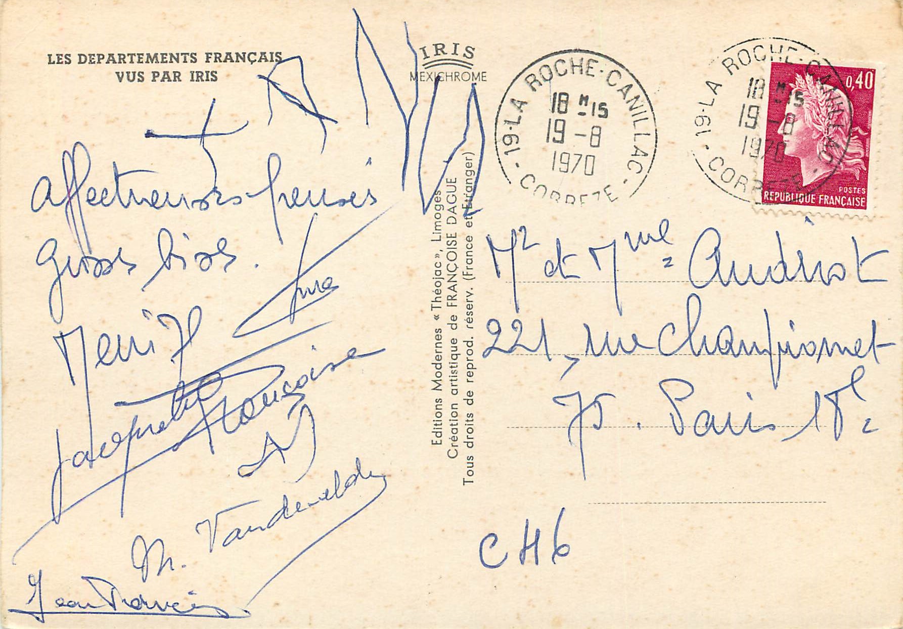 CPM Limousin Haute Vienne Les Departements Francais Vus Par Iris — Back