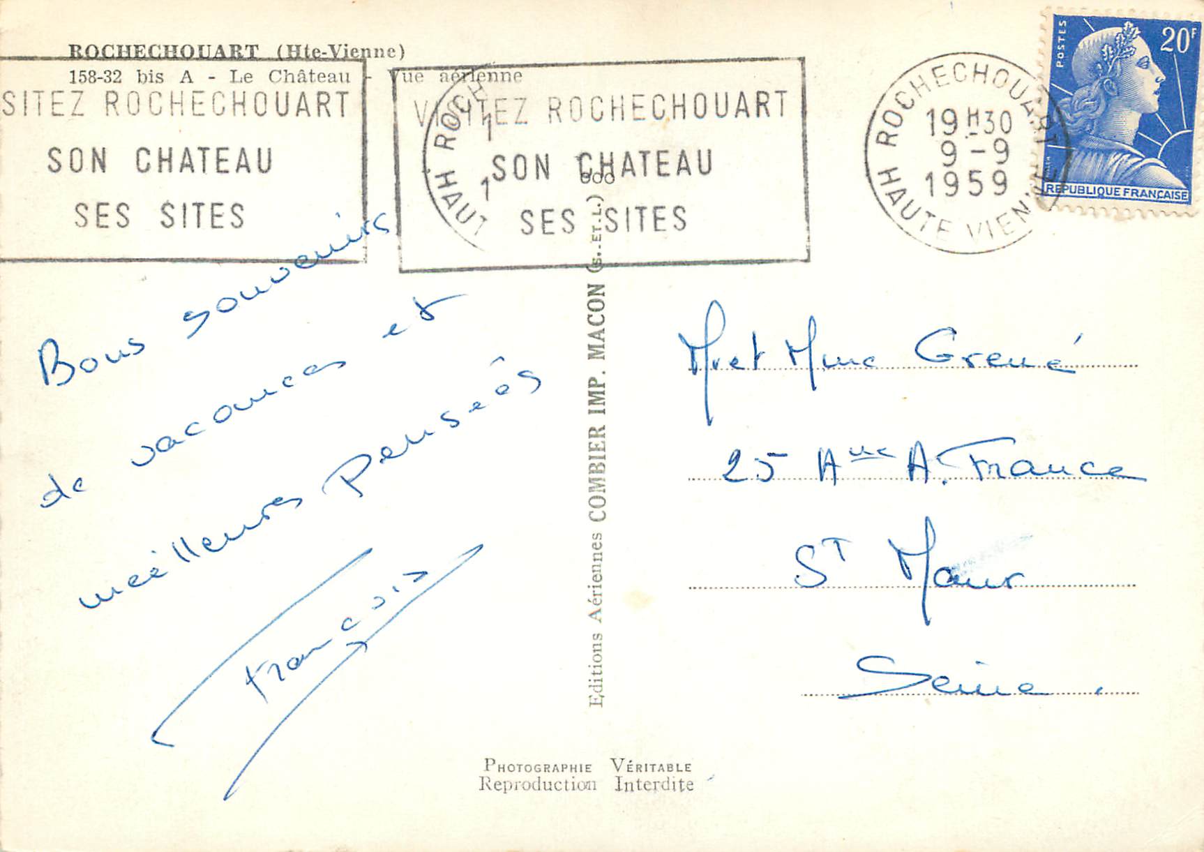CPM Rochechouart Hte Vienne Le Chateau Vue generale — Rückseite