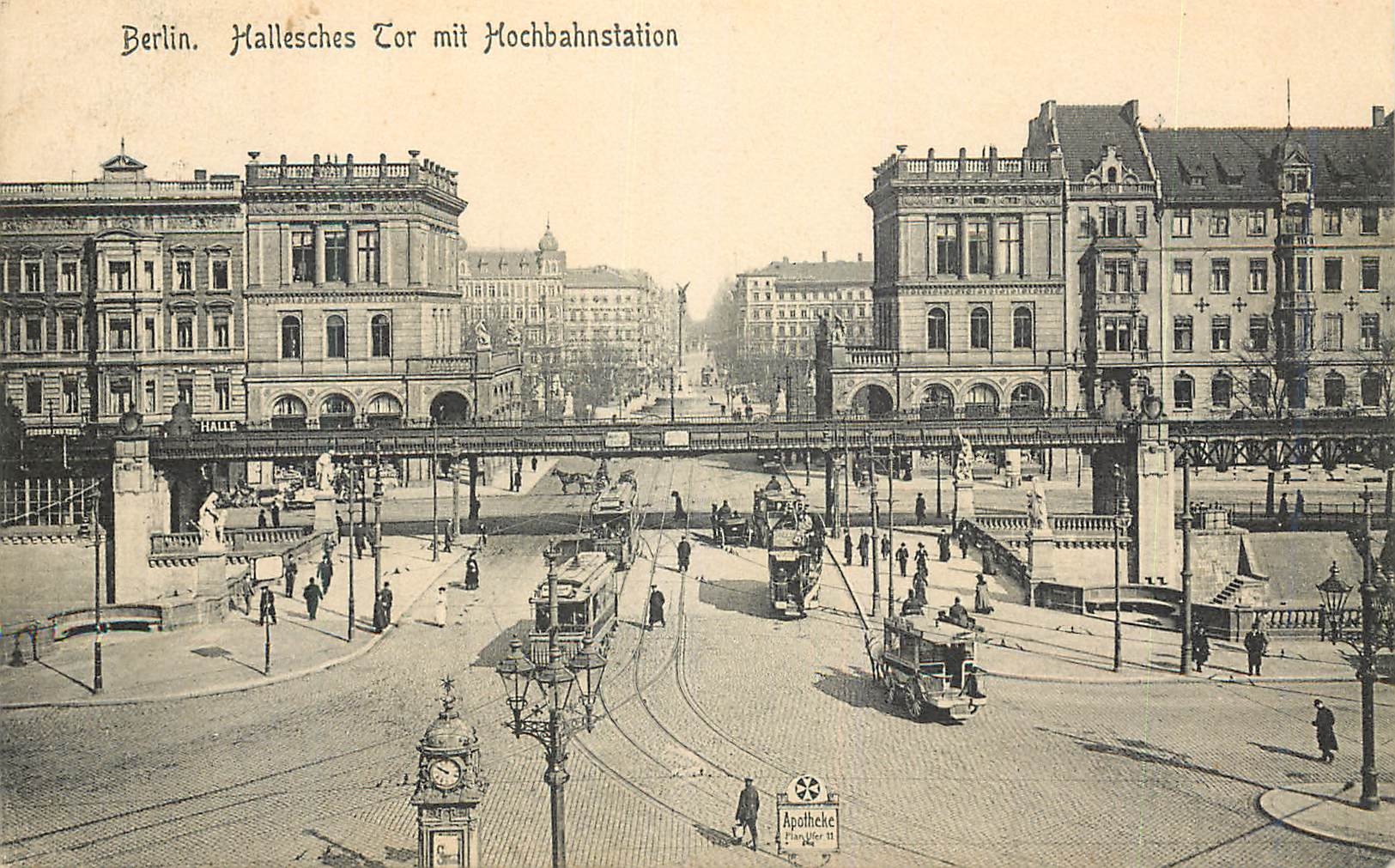 CPA Berlin Hallesches Tor mit Hochbahnstation Tramway