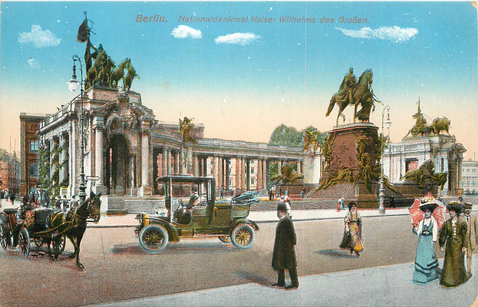 CPA Berlin Nationaldenkmal Kaiser Wilhelm des Graben Automobile