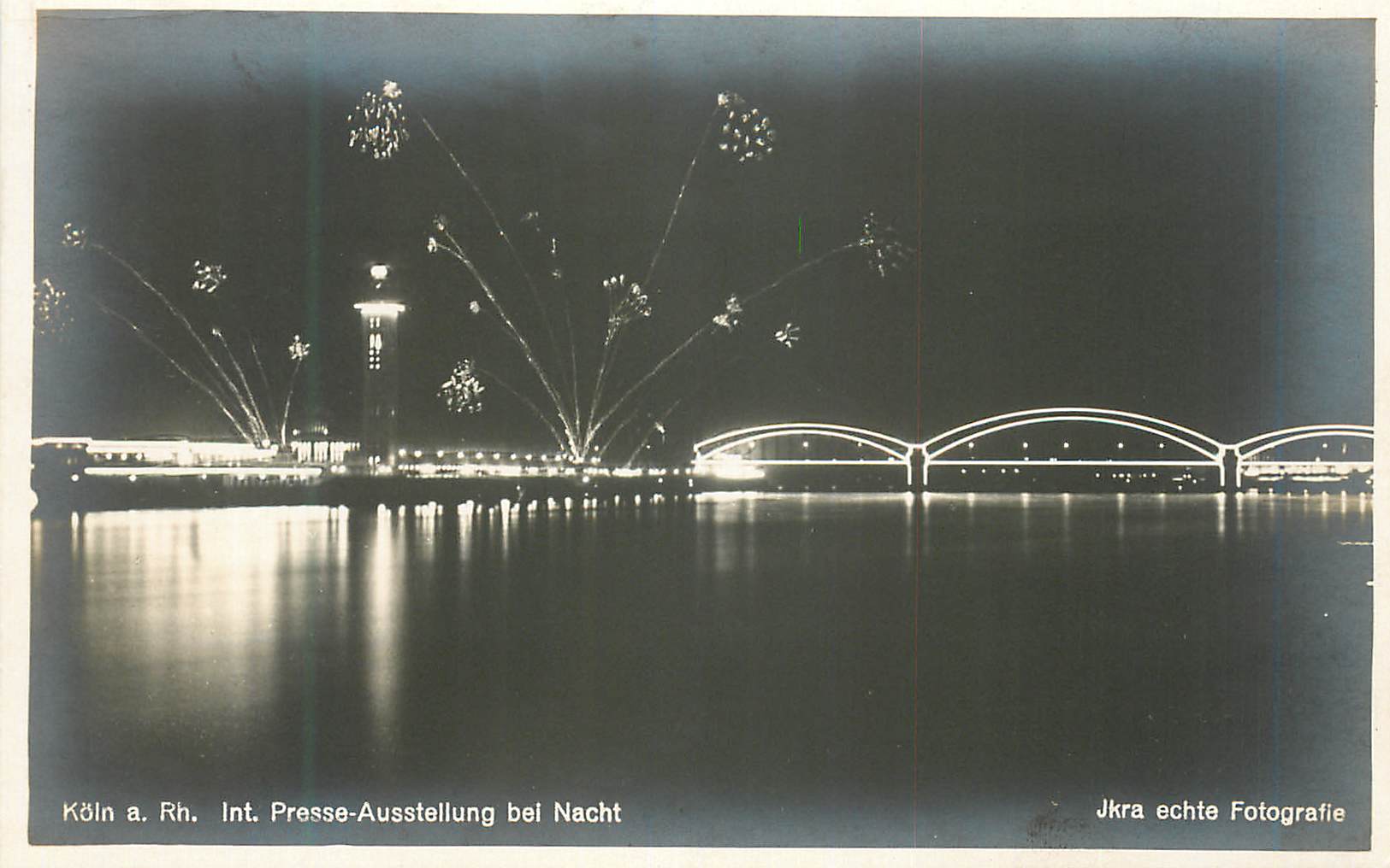 CPA Koln a Rh Presse Austellung bel Nacht